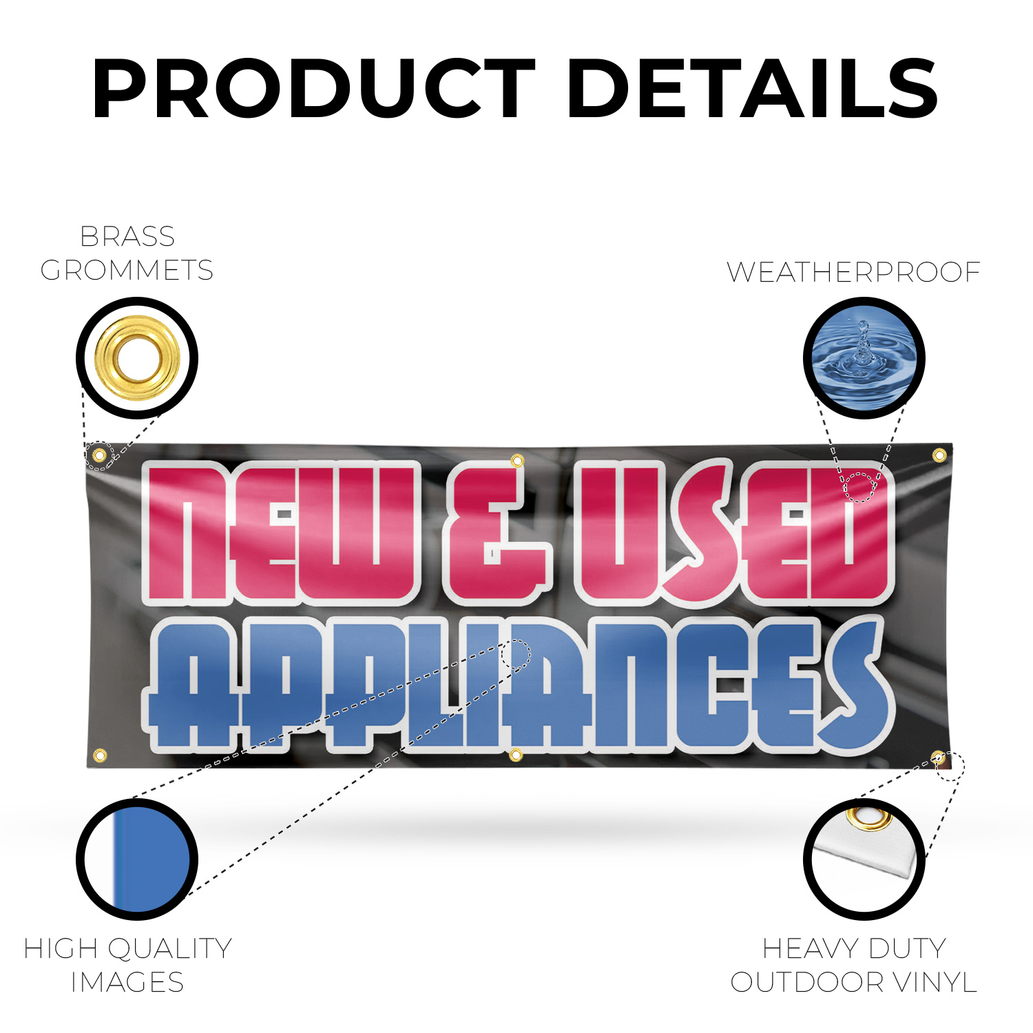 New & Used Appliances Vinyl Banner Sign with Metal Grommets Heavy-Duty - Picture 14 of 21