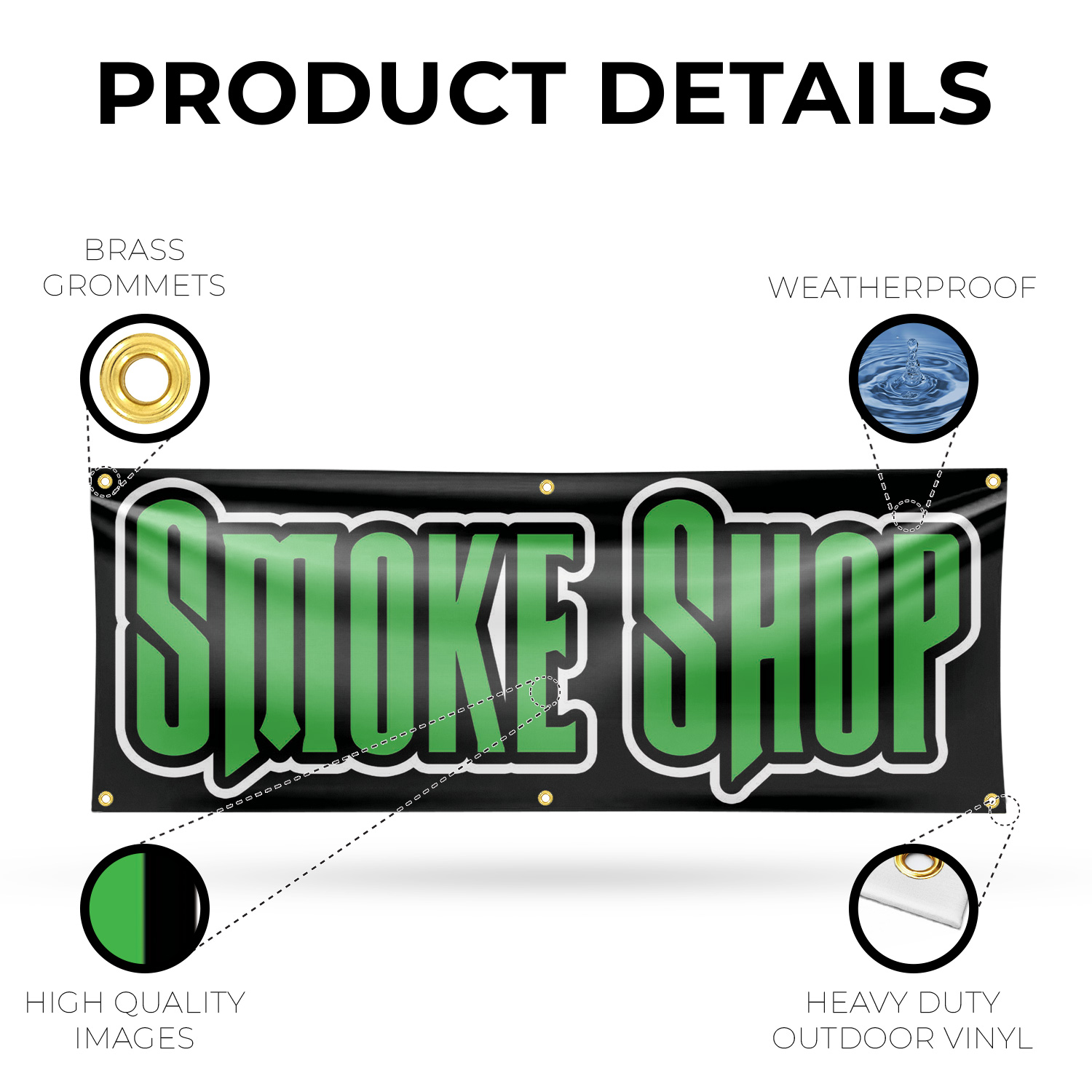 Smoke Shop 13 Unzen Vinyl Banner Schild mit Metallösen Schwerlast einseitig - Bild 14 von 21