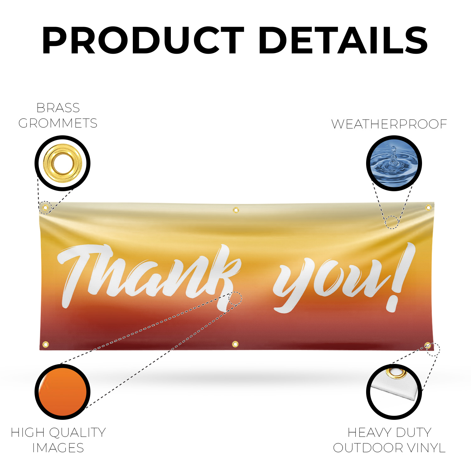 Thank You 13 oz Vinyl Banner Sign with Metal Grommets Heavy-Duty Single-Sided - Picture 9 of 21