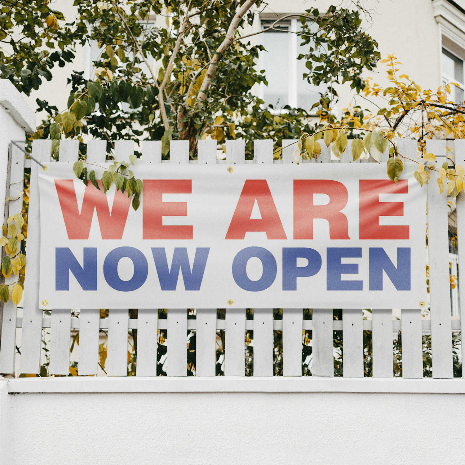 We Are Now Open Vinyl Banner Schild mit Metallösen strapazierfähig einseitig - Bild 15 von 21