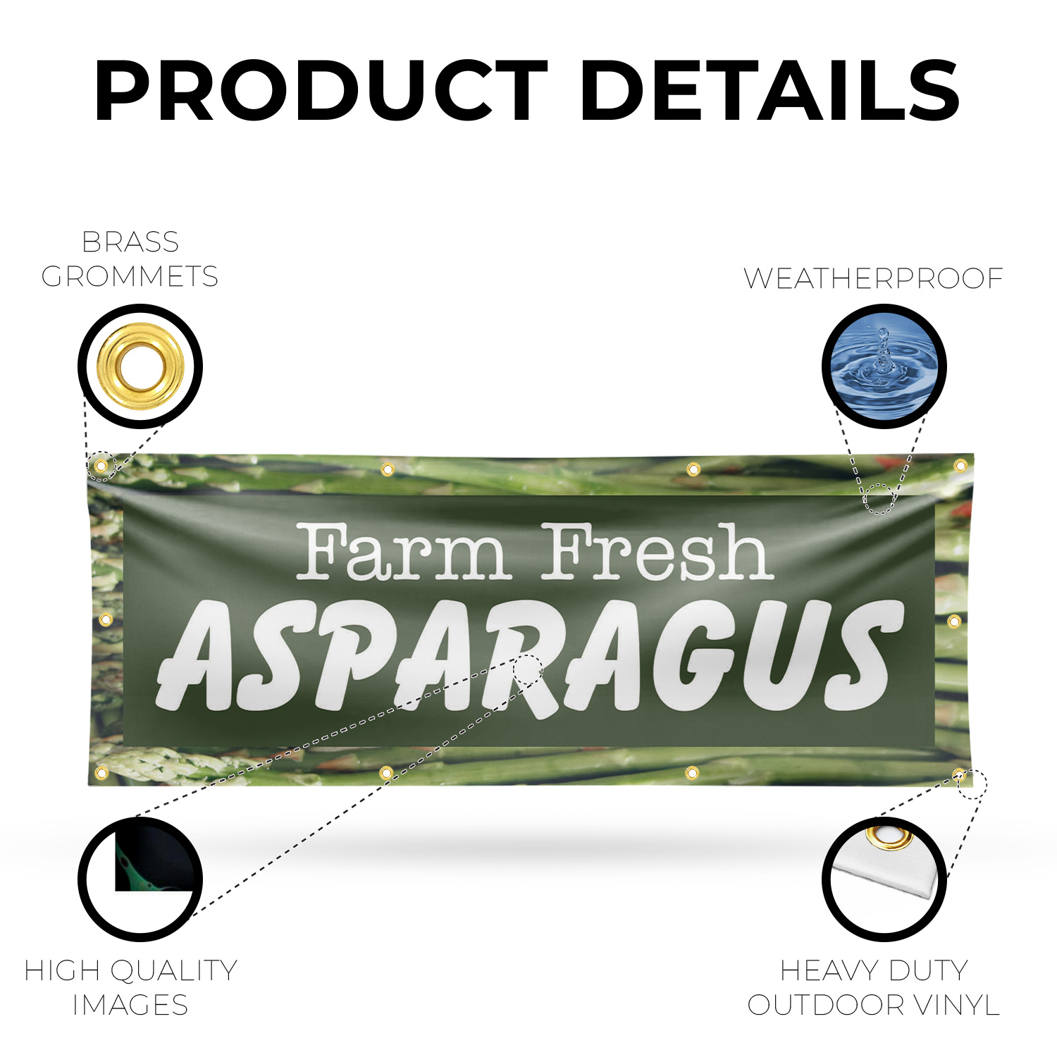 Farm Fresh Asparagus Vinyl Banner Sign with Metal Grommets Heavy-Duty - Picture 19 of 21