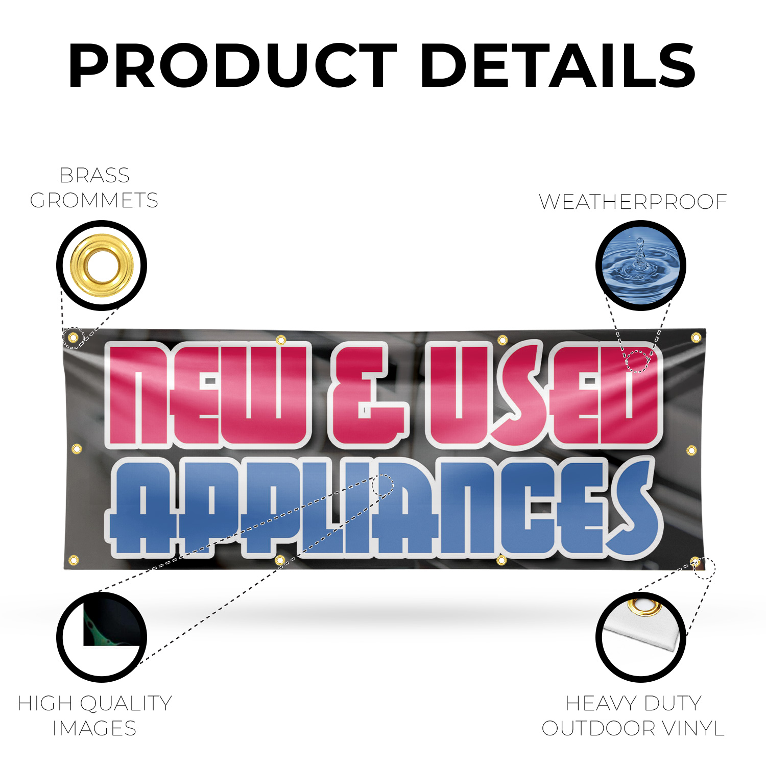 New & Used Appliances Vinyl Banner Sign with Metal Grommets Heavy-Duty - Picture 19 of 21