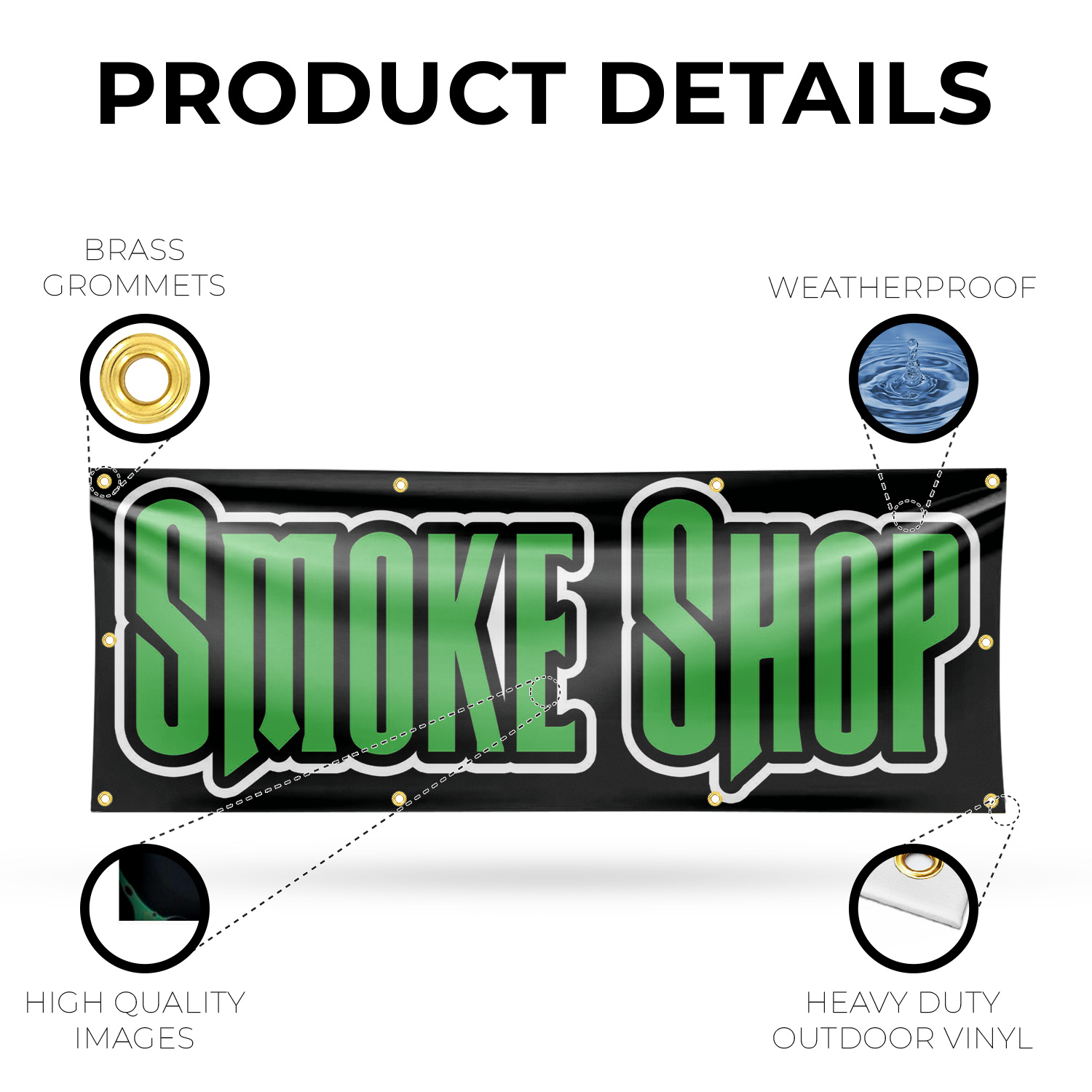 Smoke Shop 13 Unzen Vinyl Banner Schild mit Metallösen Schwerlast einseitig - Bild 19 von 21