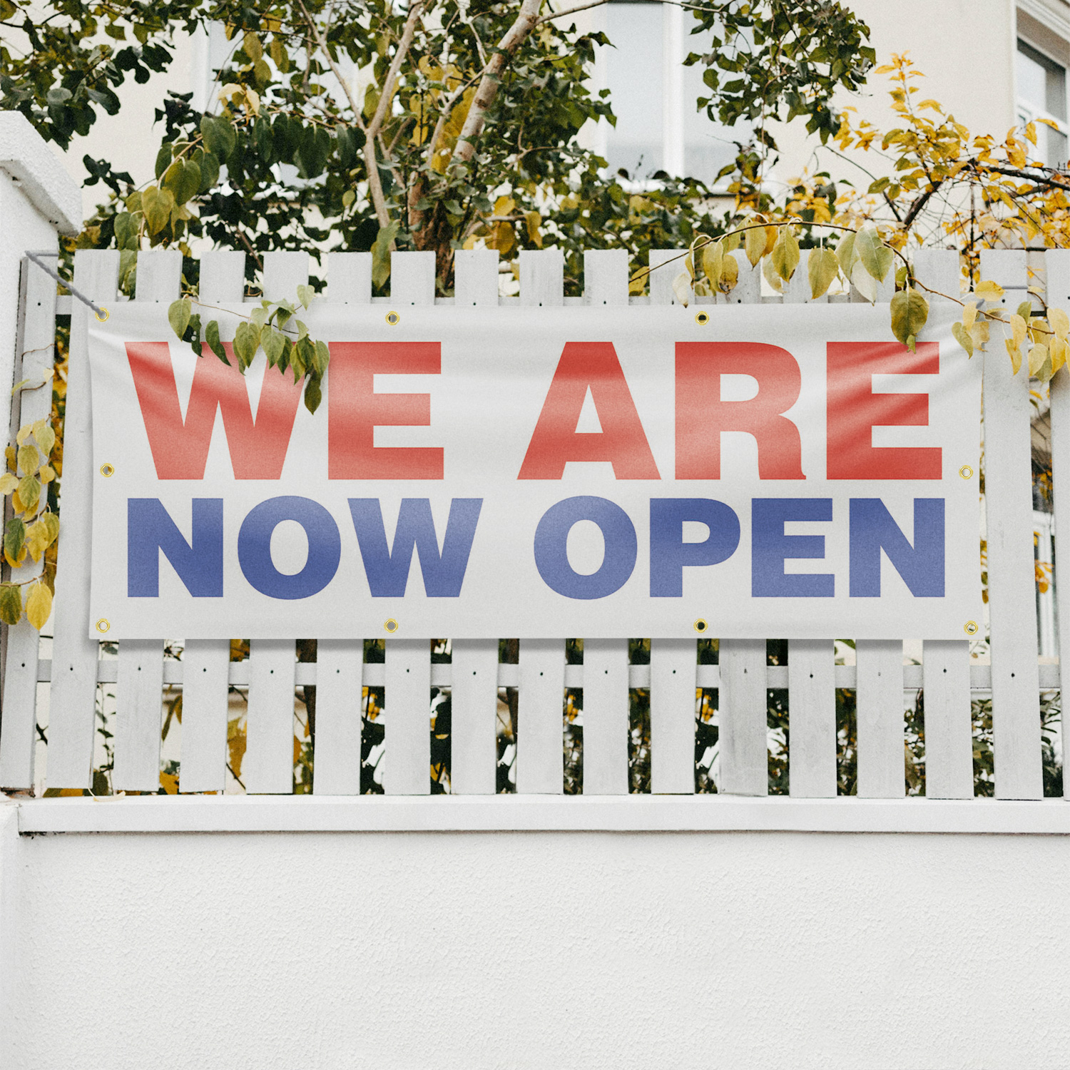 We Are Now Open Vinyl Banner Schild mit Metallösen strapazierfähig einseitig - Bild 20 von 21