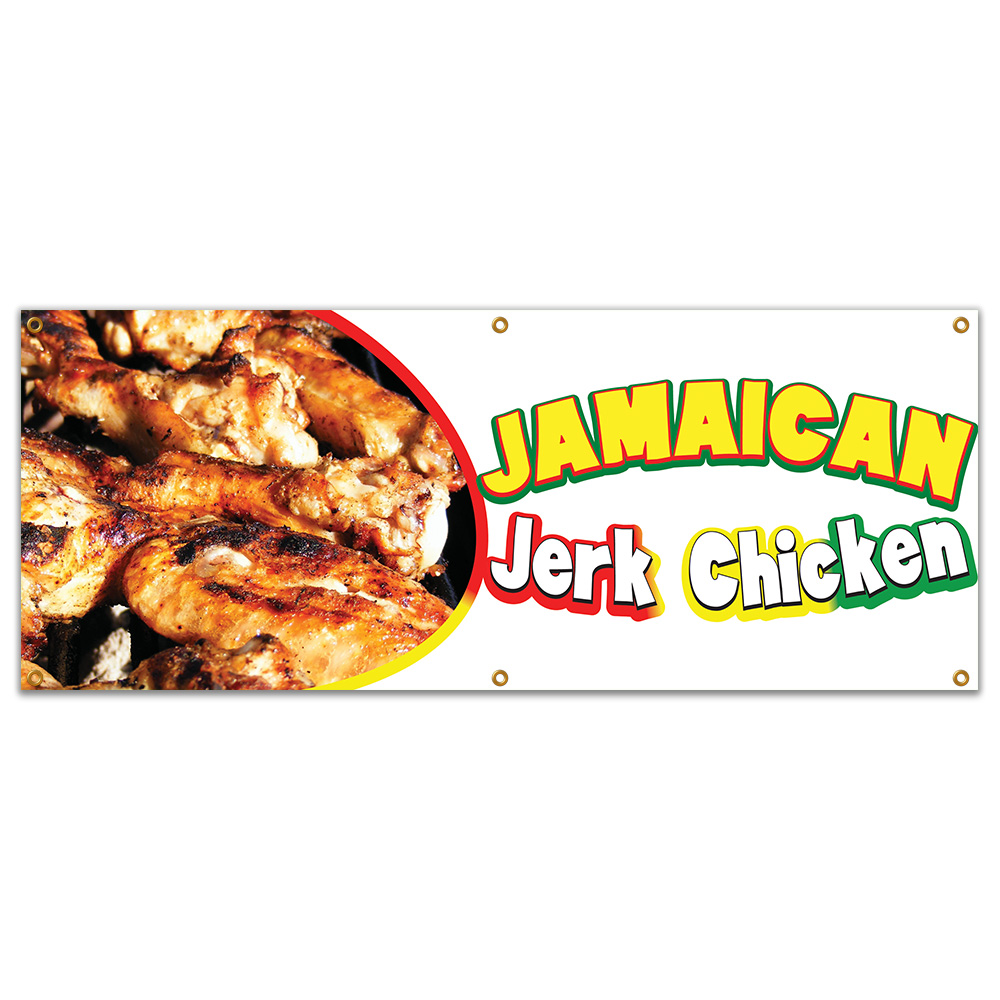 Jamaican Jerk Chicken Banner Concession Stand Food Truck Single Sided - Picture 7 of 11