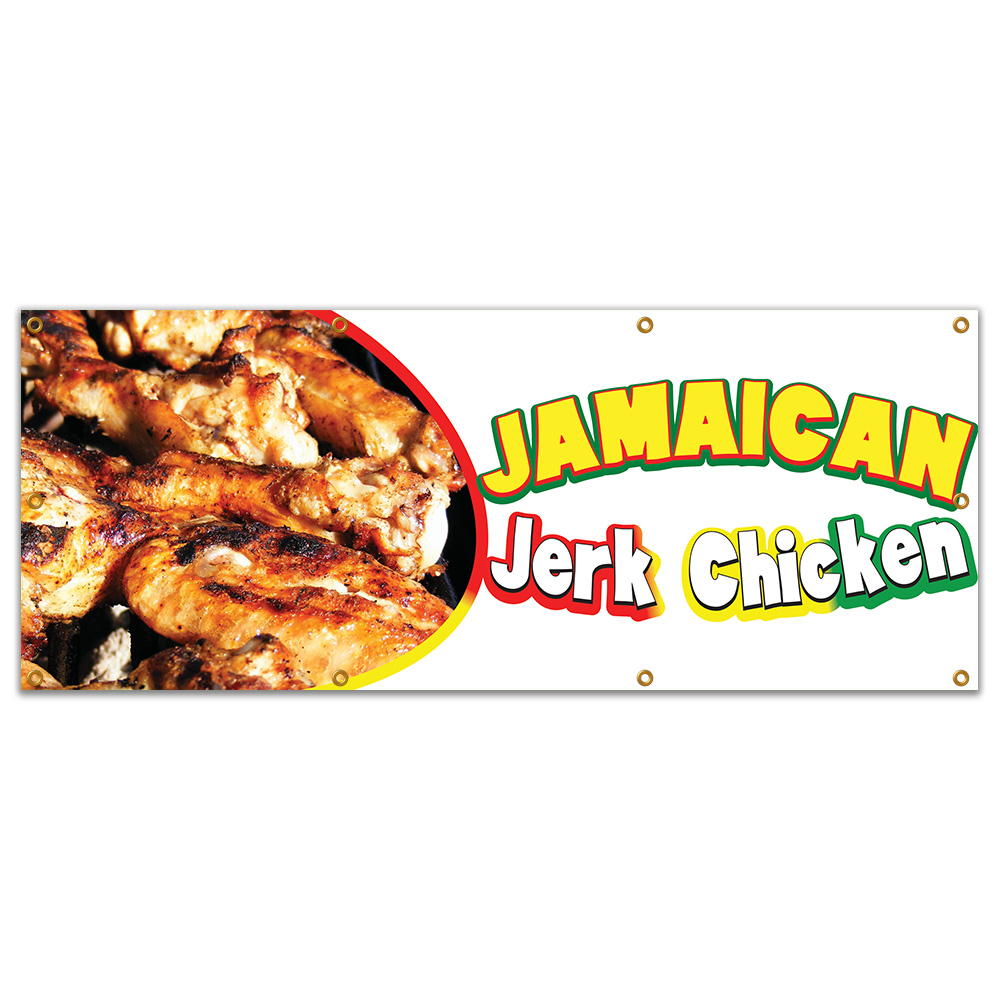 Jamaican Jerk Chicken Banner Concession Stand Food Truck Single Sided - Picture 10 of 11