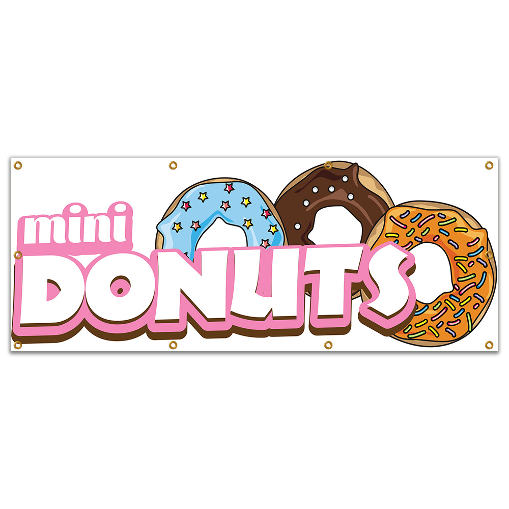 Mini Donuts Banner Concession Stand Food Truck Single Sided - Picture 8 of 11