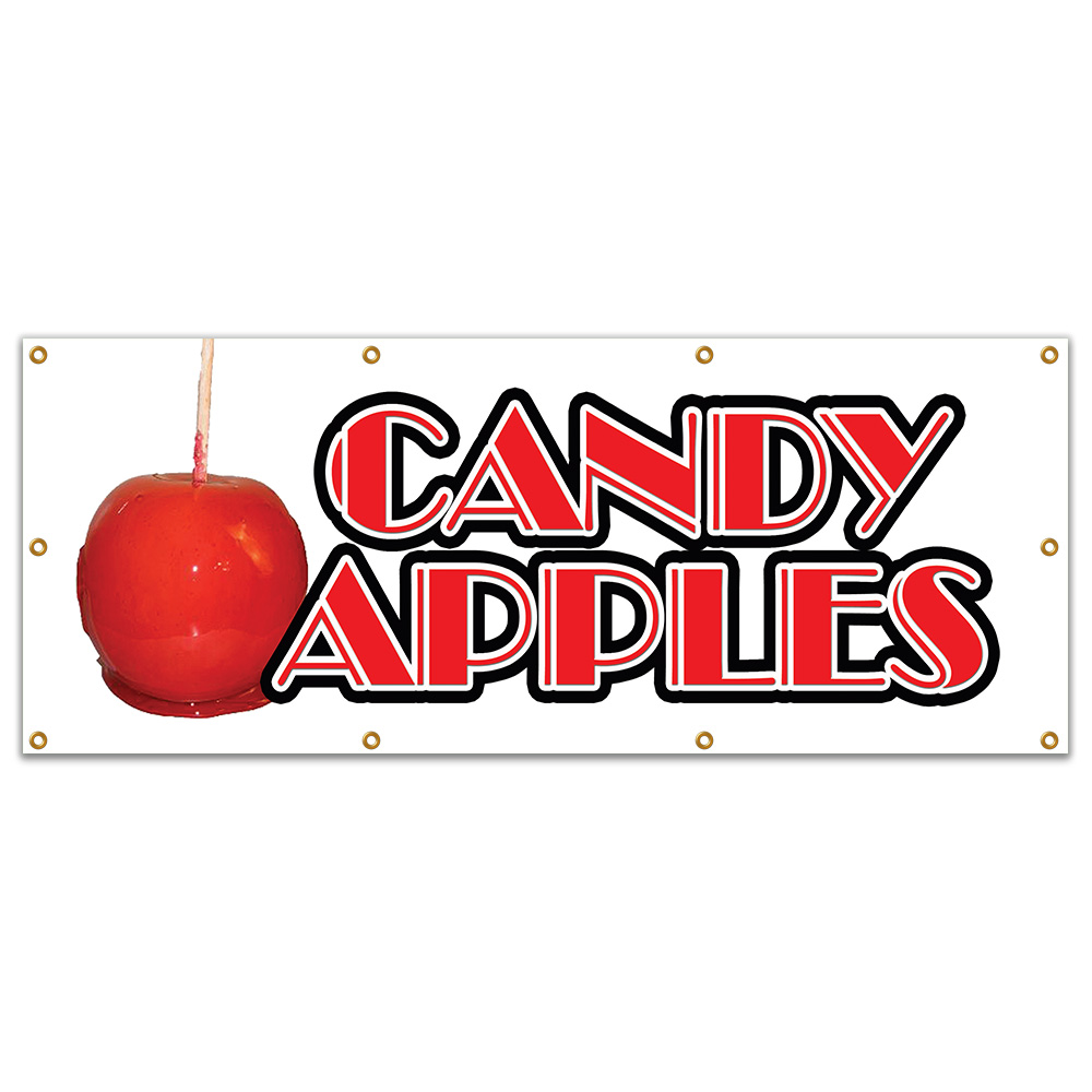 CANDY APPLES BANNER SCHILD Karamell Apfelwagen Schilder Imbiss Obstgarten - Bild 7 von 10