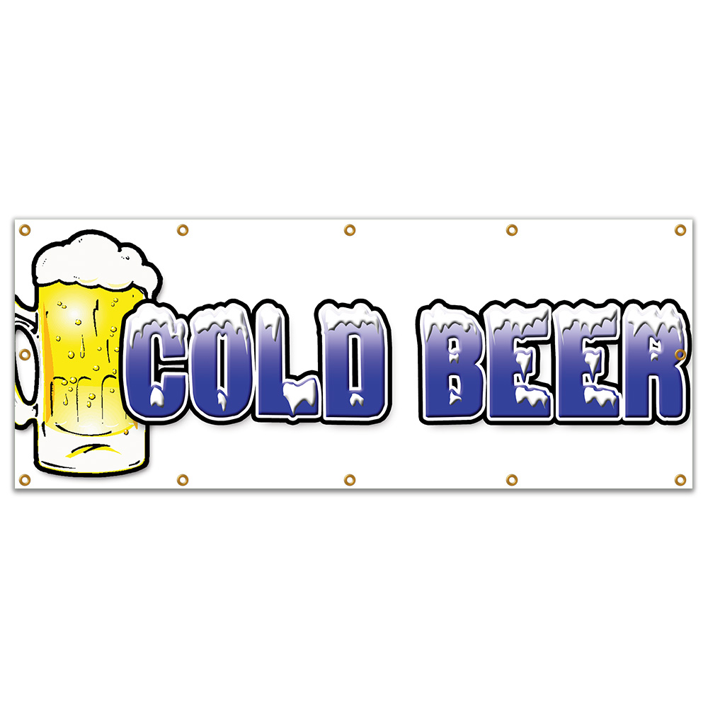 COLD BEER BANNER SIGN ice drink cart stand iced draft bottle micro brew mini - Bild 8 von 9