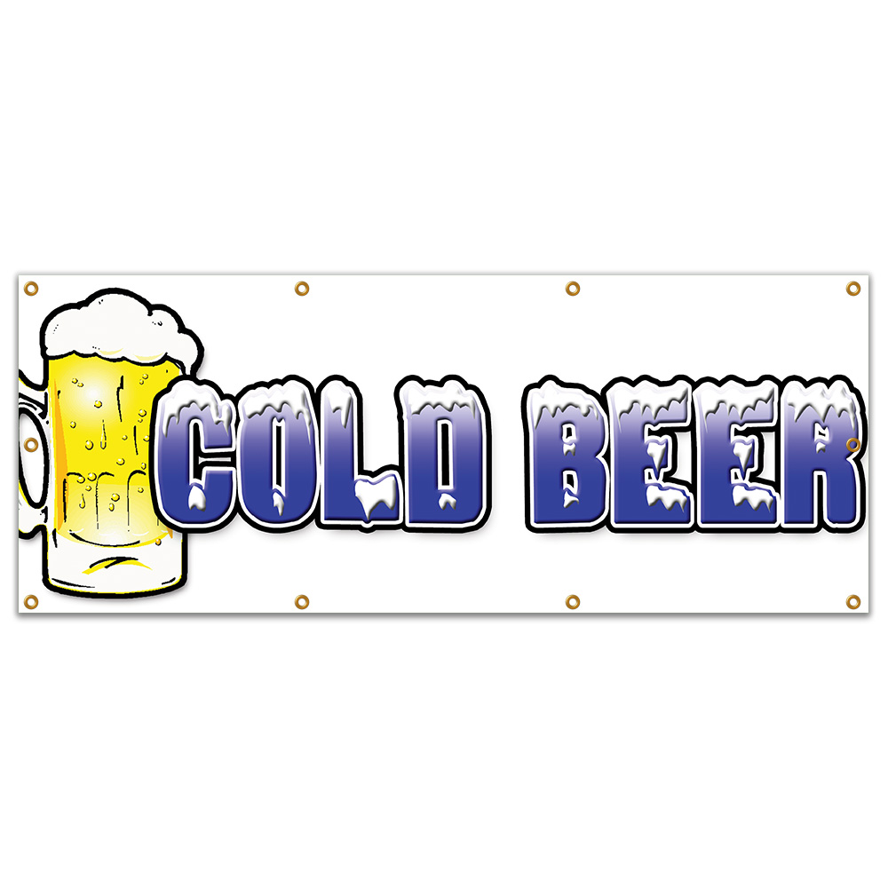 COLD BEER BANNER SIGN ice drink cart stand iced draft bottle micro brew mini - Bild 6 von 9