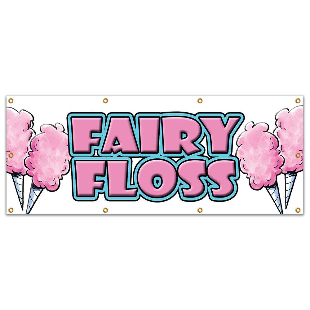 Fairy Floss Banner Heavy Duty 13 Oz Vinyl with Grommets Single Sided - Picture 8 of 11