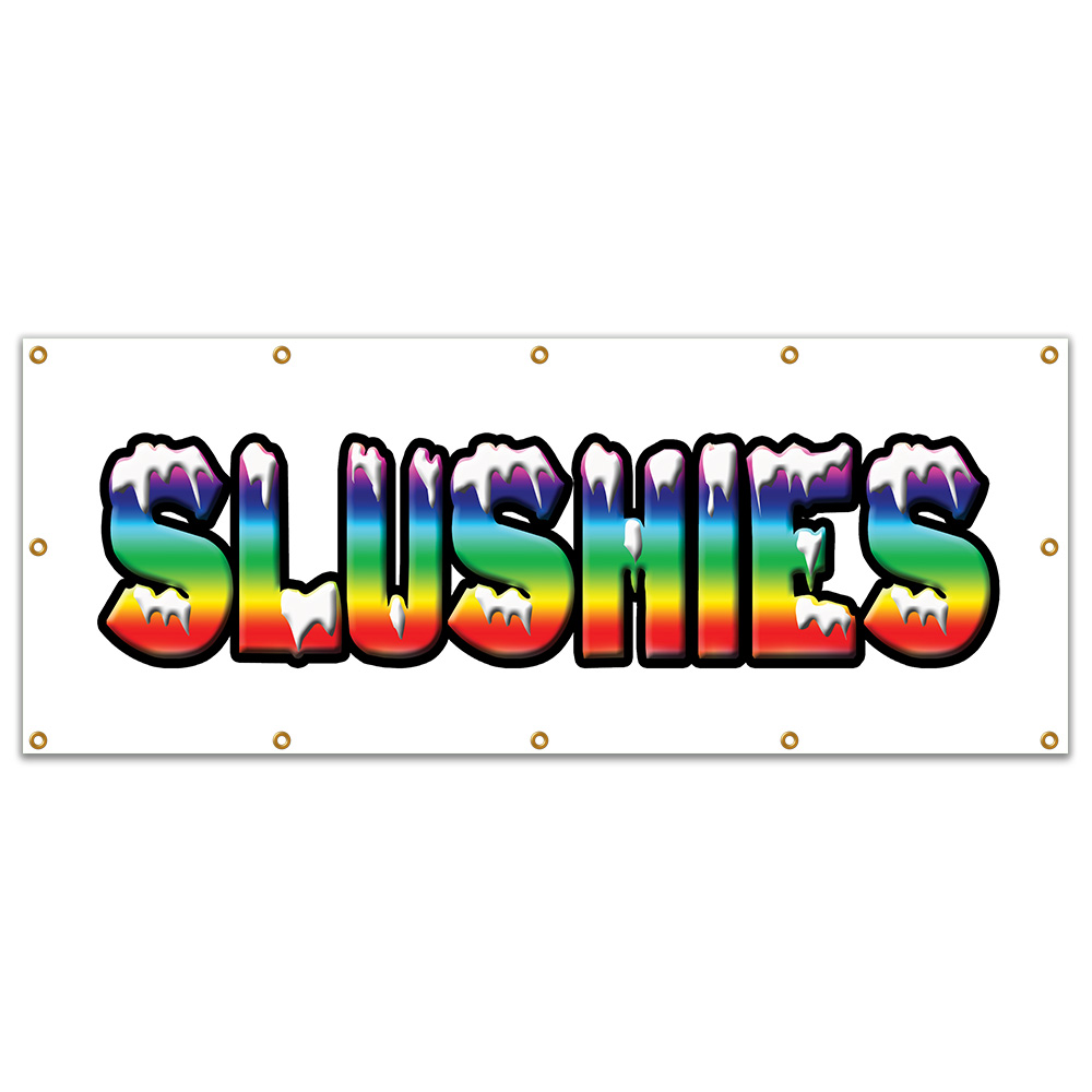 Slushies Banner Heavy Duty 13 Oz Vinyl with Grommets Single Sided - Picture 10 of 11