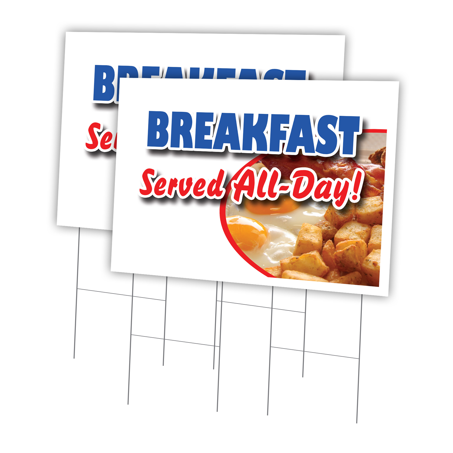 Breakfast Served All D Multi-Pack of Yard Signs & Stake plastic coroplast window - Picture 14 of 17