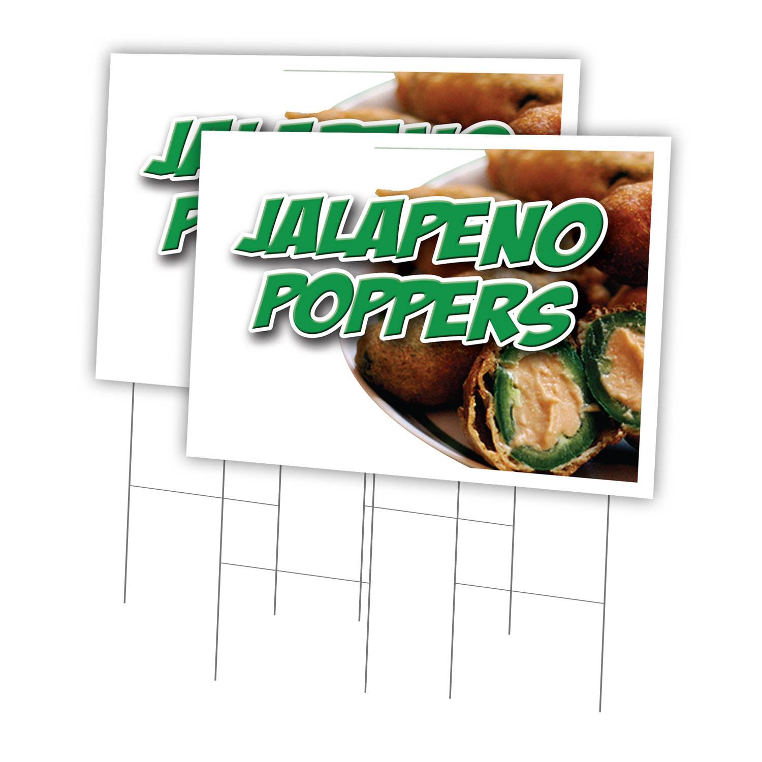 Paquete múltiple de letreros de patio y estacas de plástico coroplast para ventana Jalapeño Poppers - Imagen 14 de 17