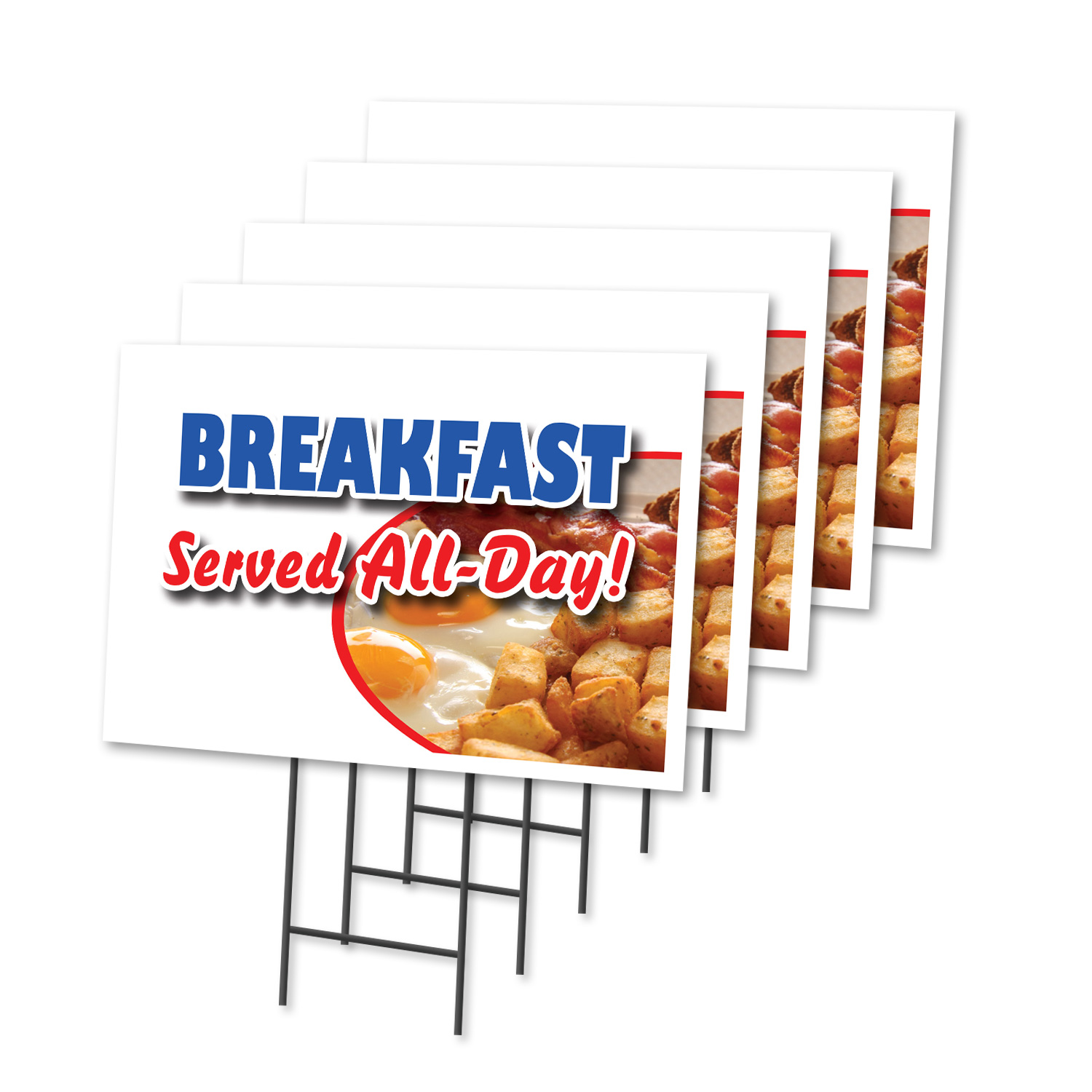 Breakfast Served All D Multi-Pack of Yard Signs & Stake plastic coroplast window - Picture 5 of 17