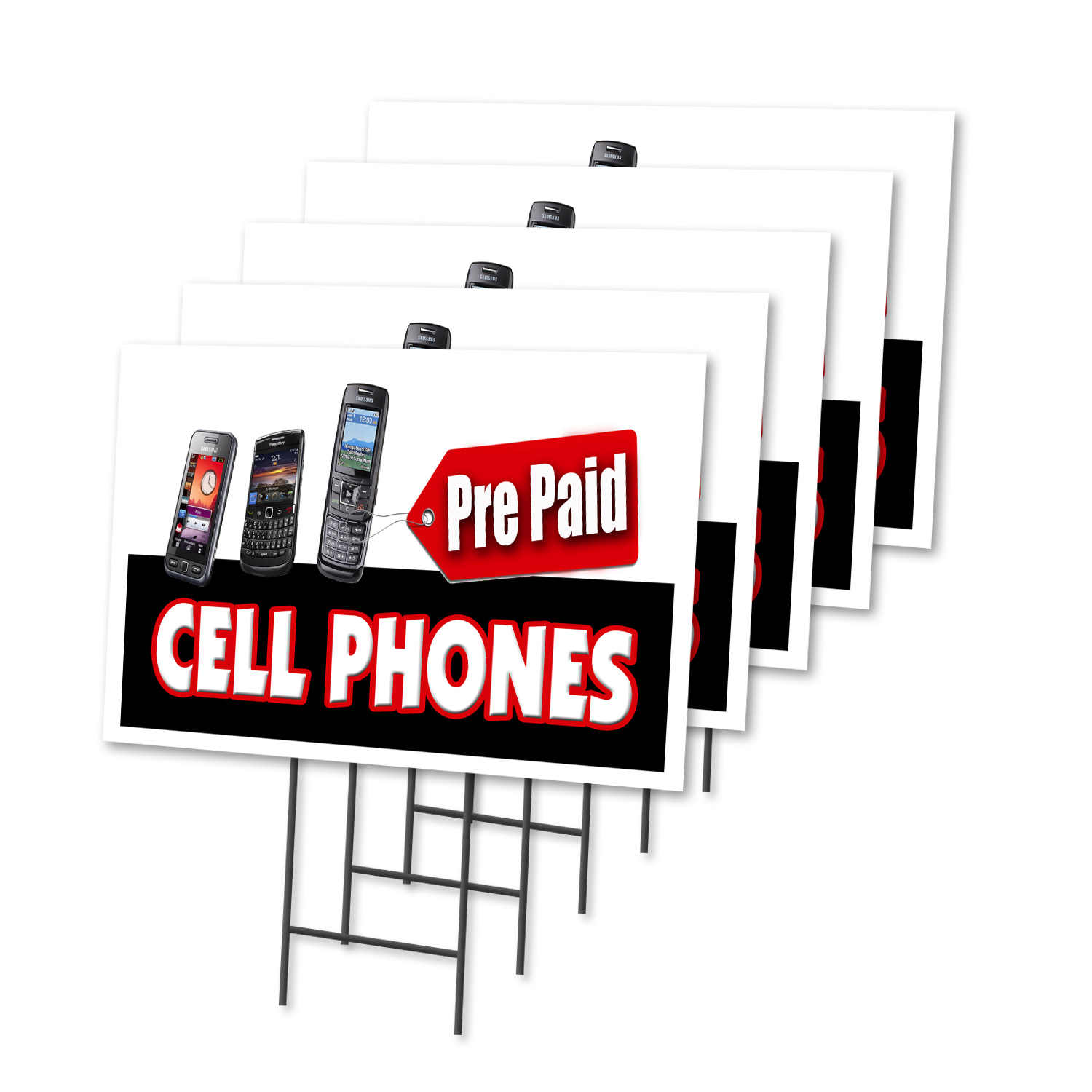 Prepaid Cell Phones Multi-Pack of Yard Signs & Stake plastic coroplast ...