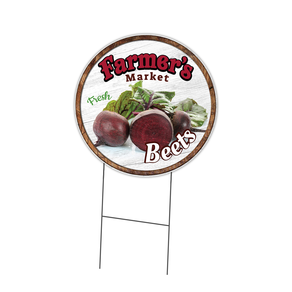 Farmer&rsquo;s Market Beets Circle Yard Sign, Rigid Plastic Or Decal