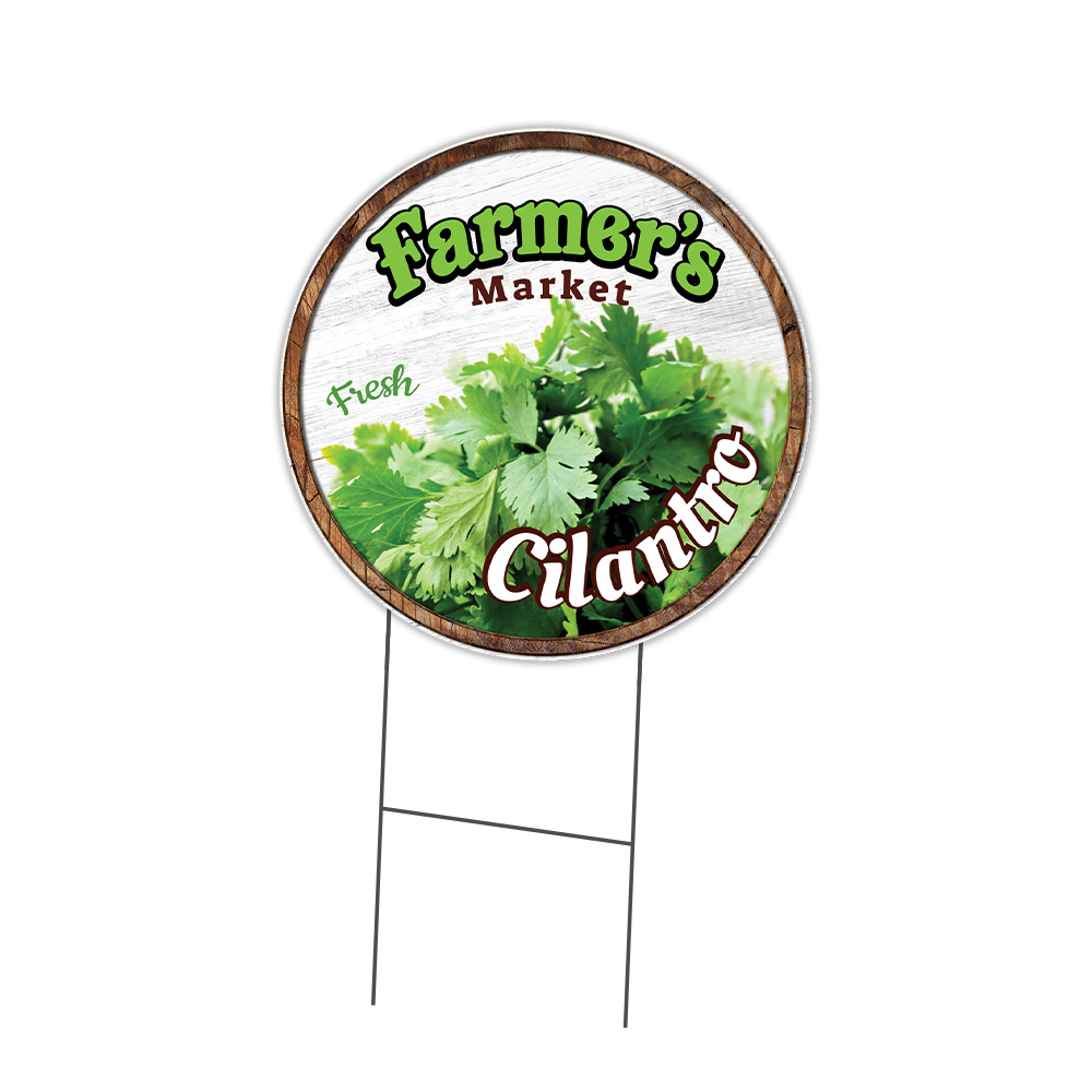 Farmer&rsquo;s Market Cilantro Circle Yard Sign, Rigid Plastic Or Decal