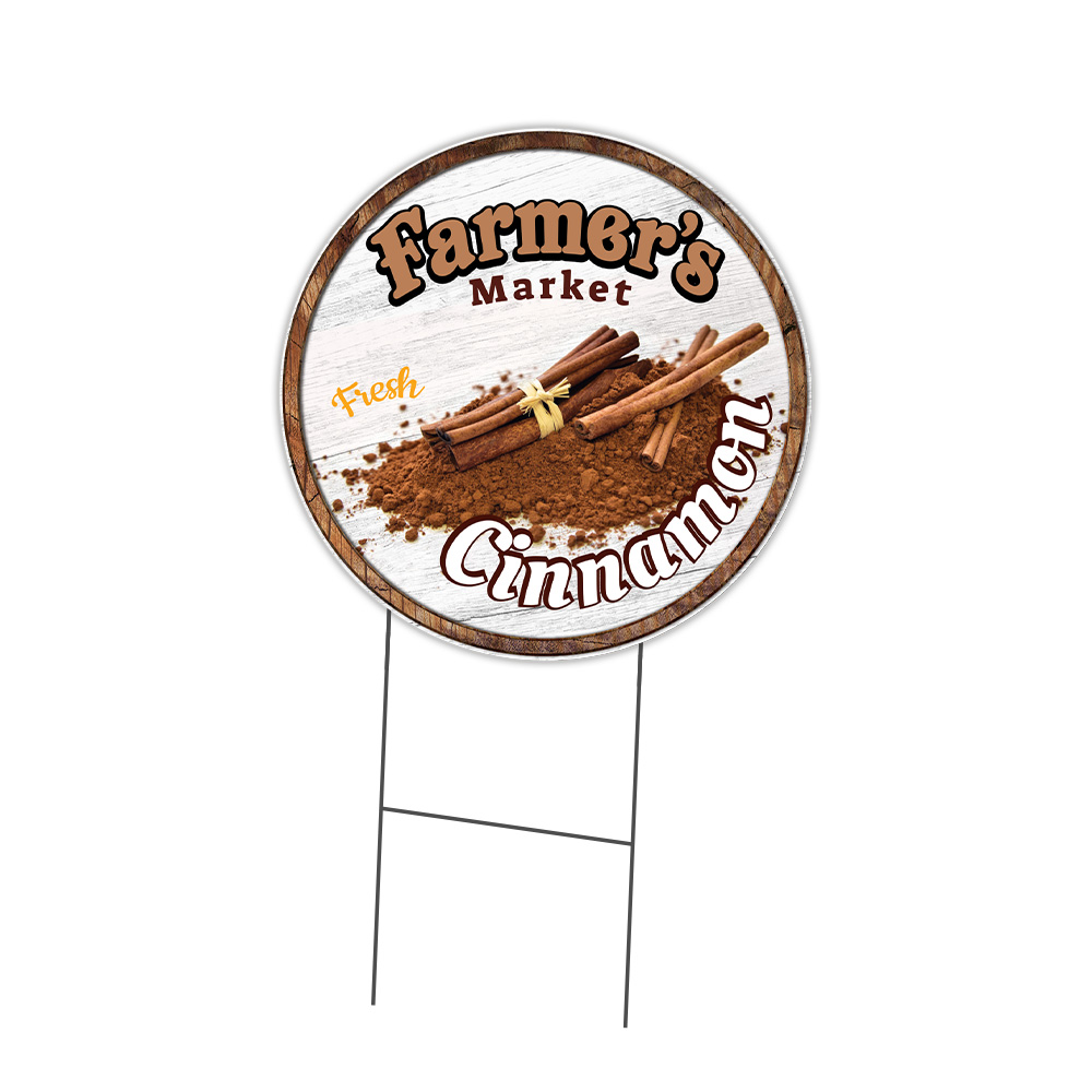 Farmer&rsquo;s Market Cinnamon Circle Yard Sign, Rigid Plastic Or Decal
