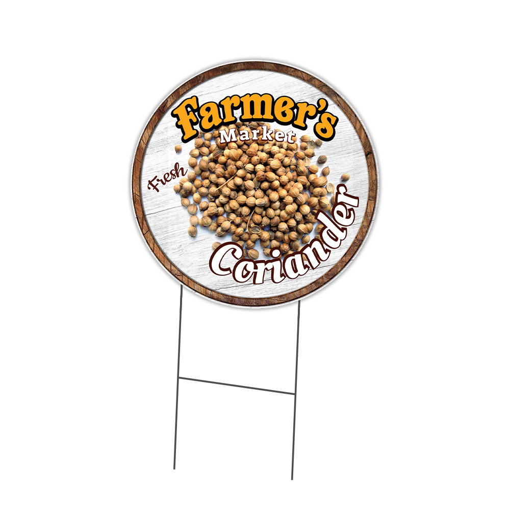 Farmer&rsquo;s Market Coriander Circle Yard Sign, Rigid Plastic Or Decal