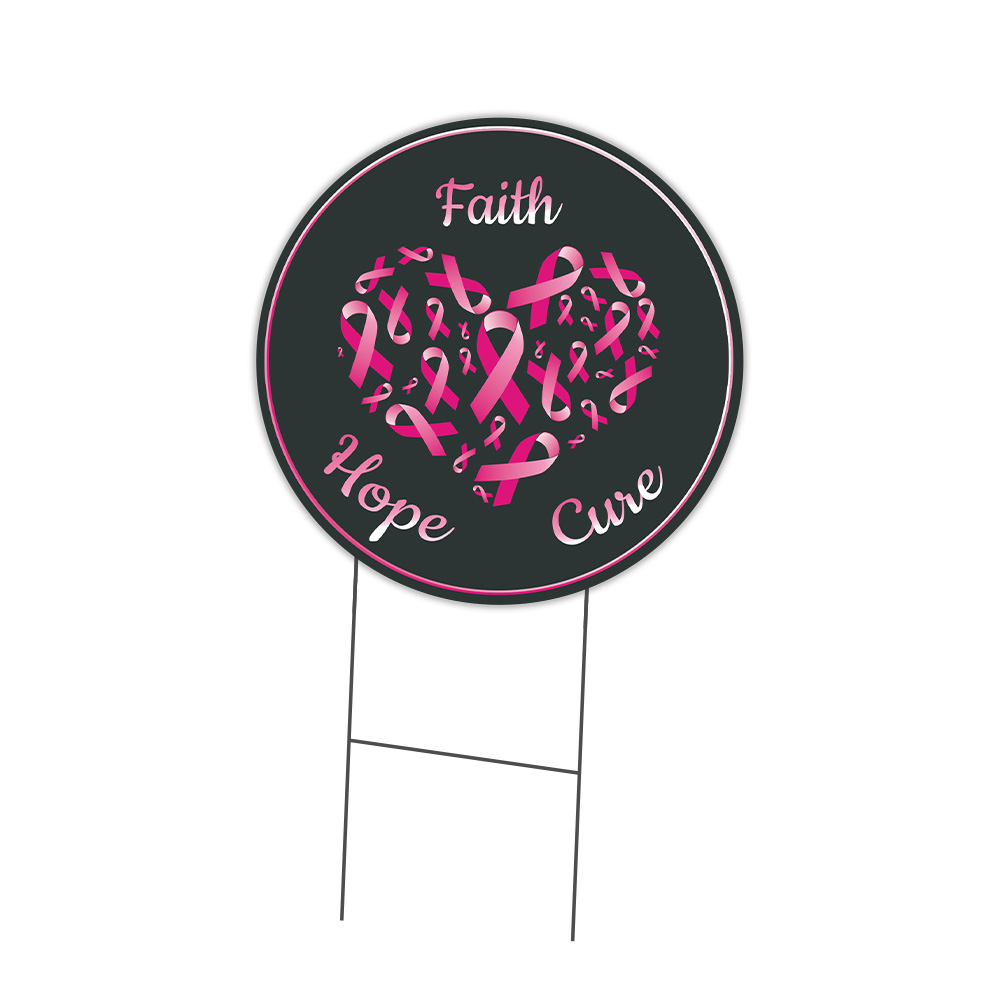 SignMission Faith Hope Cure Circle Yard Sign, Rigid Plastic Or Decal