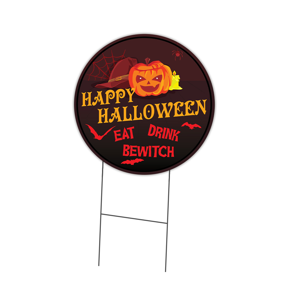 SignMission Happy Halloween Circle Yard Sign, Rigid Plastic Or Decal