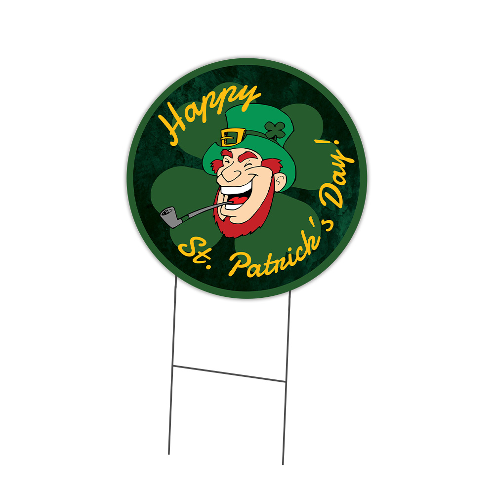 SignMission Happy St Patrick Day 2 Circle Yard Sign, Rigid Plastic Or Decal