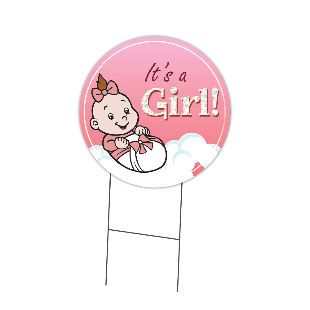 SignMission It&rsquo;s A Girl Circle Yard Sign, Rigid Plastic Or Decal