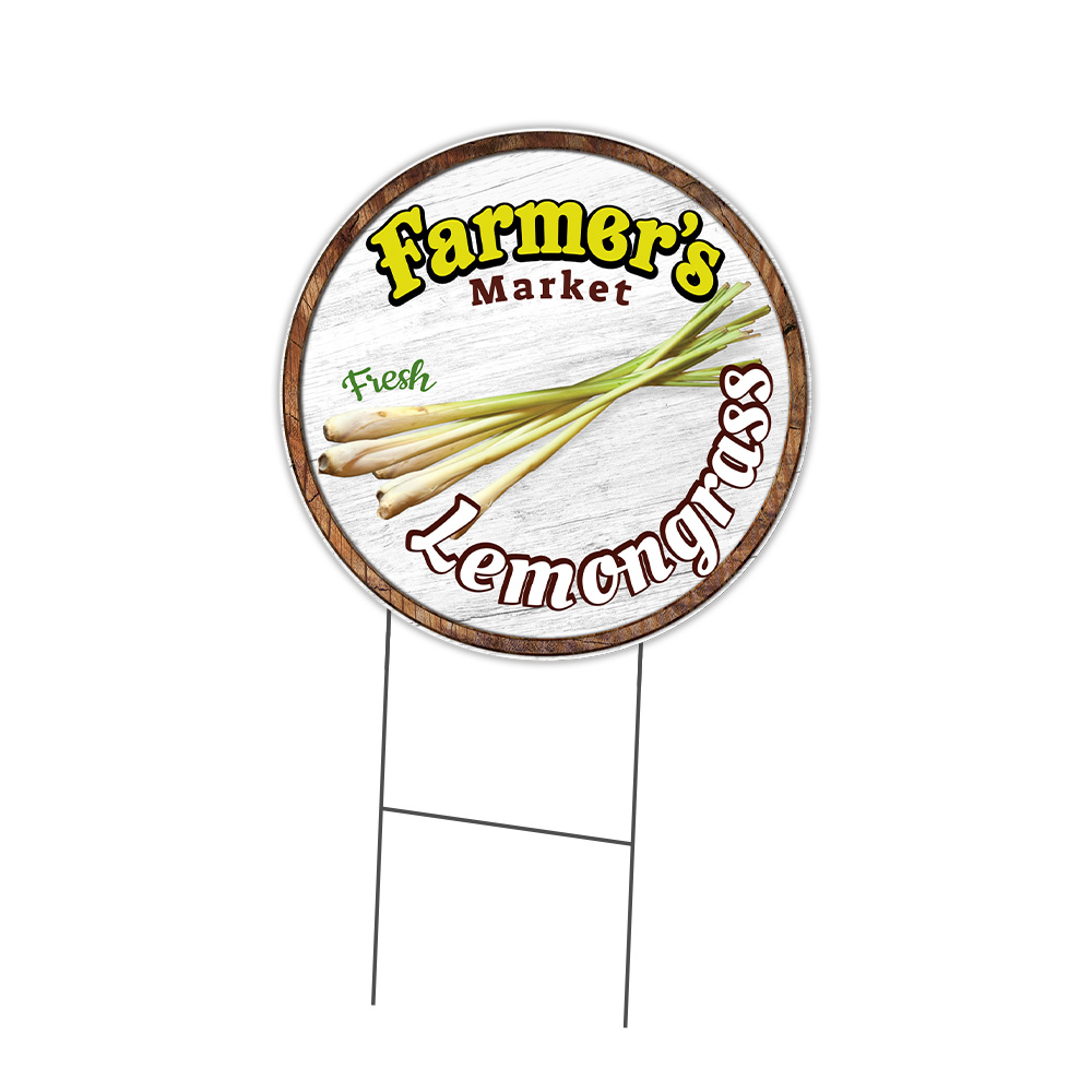 Farmer&rsquo;s Market Lemongrass Circle Yard Sign, Rigid Plastic Or Decal
