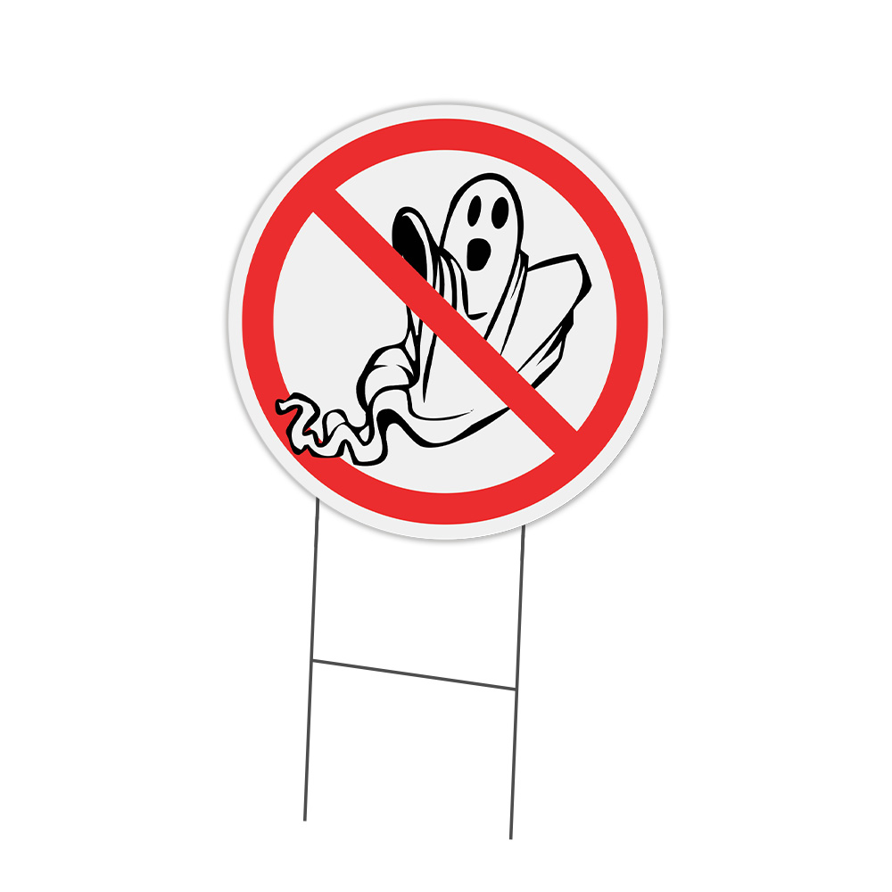 SignMission No Ghosts Circle Yard Sign, Rigid Plastic Or Decal