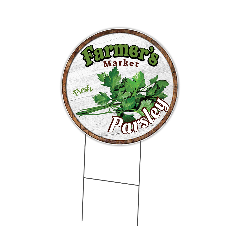 Farmer&rsquo;s Market Parsley Circle Yard Sign, Rigid Plastic Or Decal