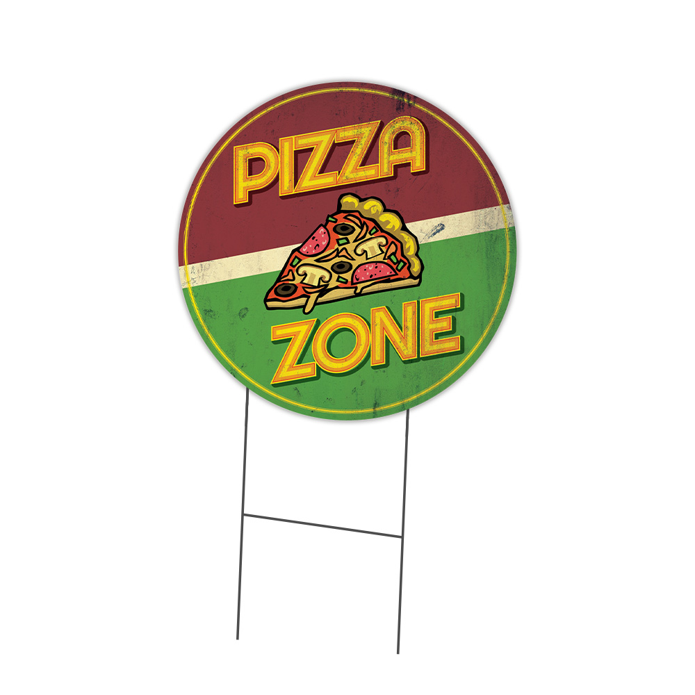 Farmer&rsquo;s Market Pizza Zone Circle Yard Sign, Rigid Plastic Or Decal