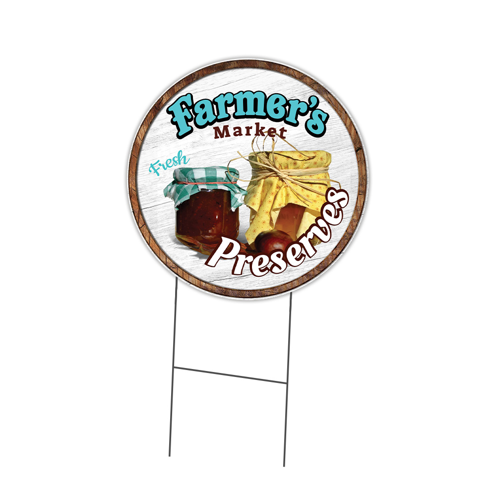 Farmer&rsquo;s Market Preserves Circle Yard Sign, Rigid Plastic Or Decal