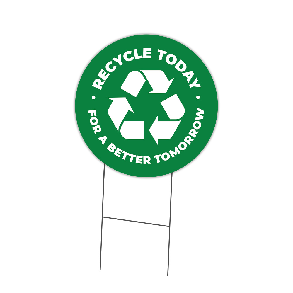 SignMission Recycle Circle Yard Sign, Rigid Plastic Or Decal