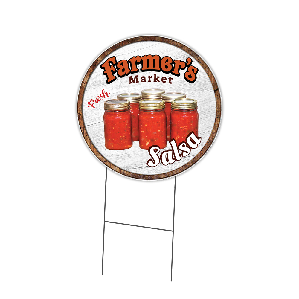Farmer&rsquo;s Market Salsa Circle Yard Sign, Rigid Plastic Or Decal