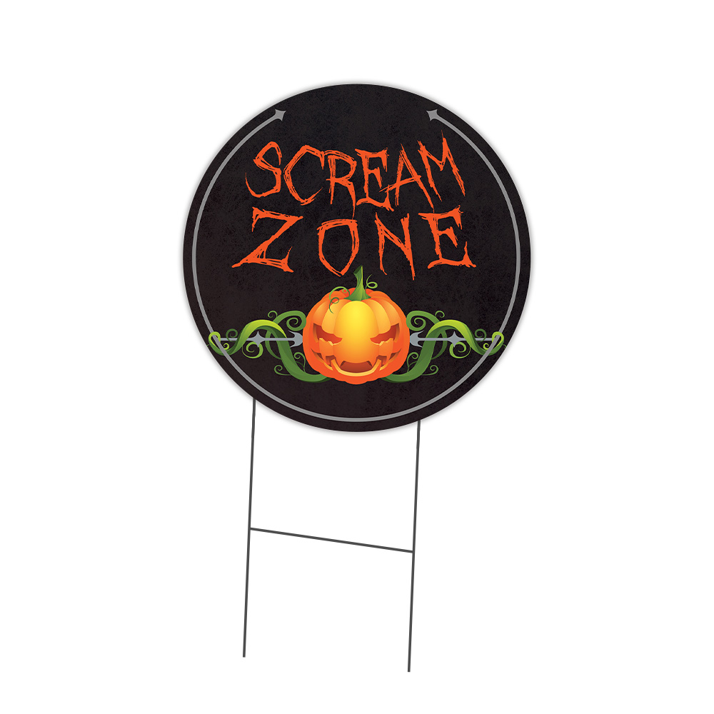 SignMission Scream Zone Circle Yard Sign, Rigid Plastic Or Decal