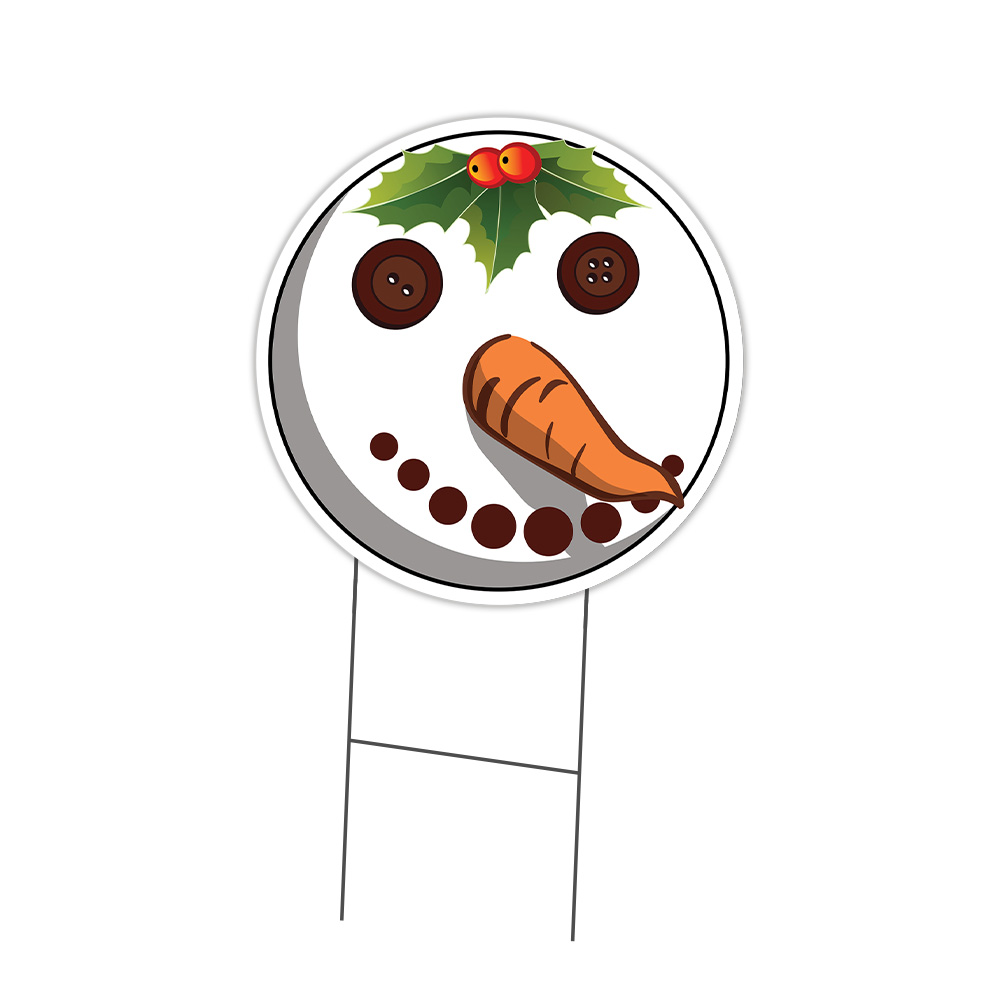 SignMission Snowman Circle Yard Sign, Rigid Plastic Or Decal