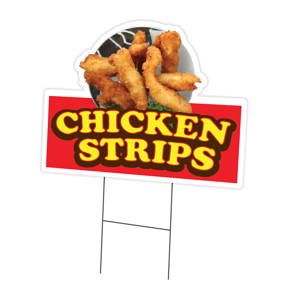 Chicken Strips Die Cut Yard Sign & Stake outdoor plastic coroplast window