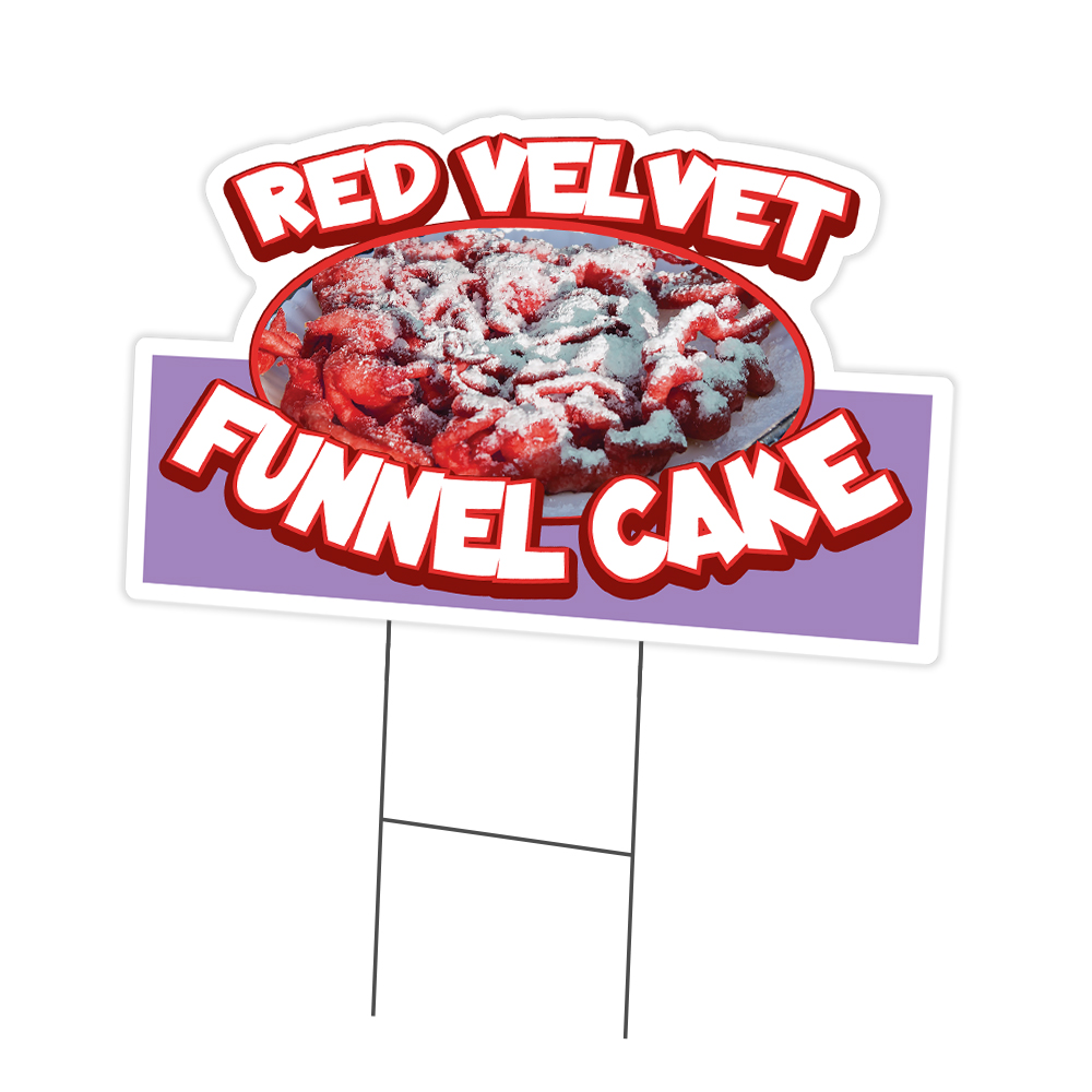 Red Velvet Funnel Cake Die Cut Yard Sign & Stake outdoor plastic coroplast