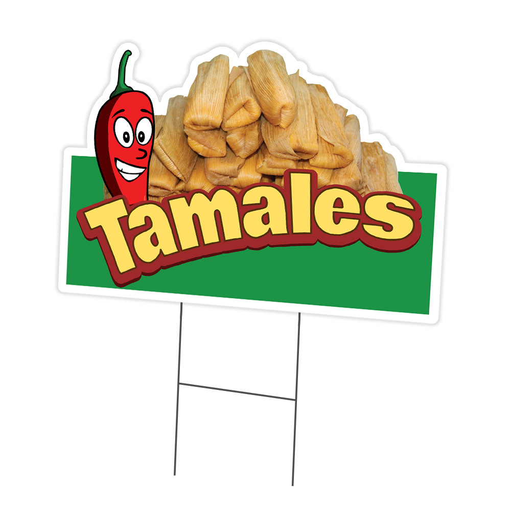 Tamales Die Cut Yard Sign & Stake outdoor plastic coroplast window