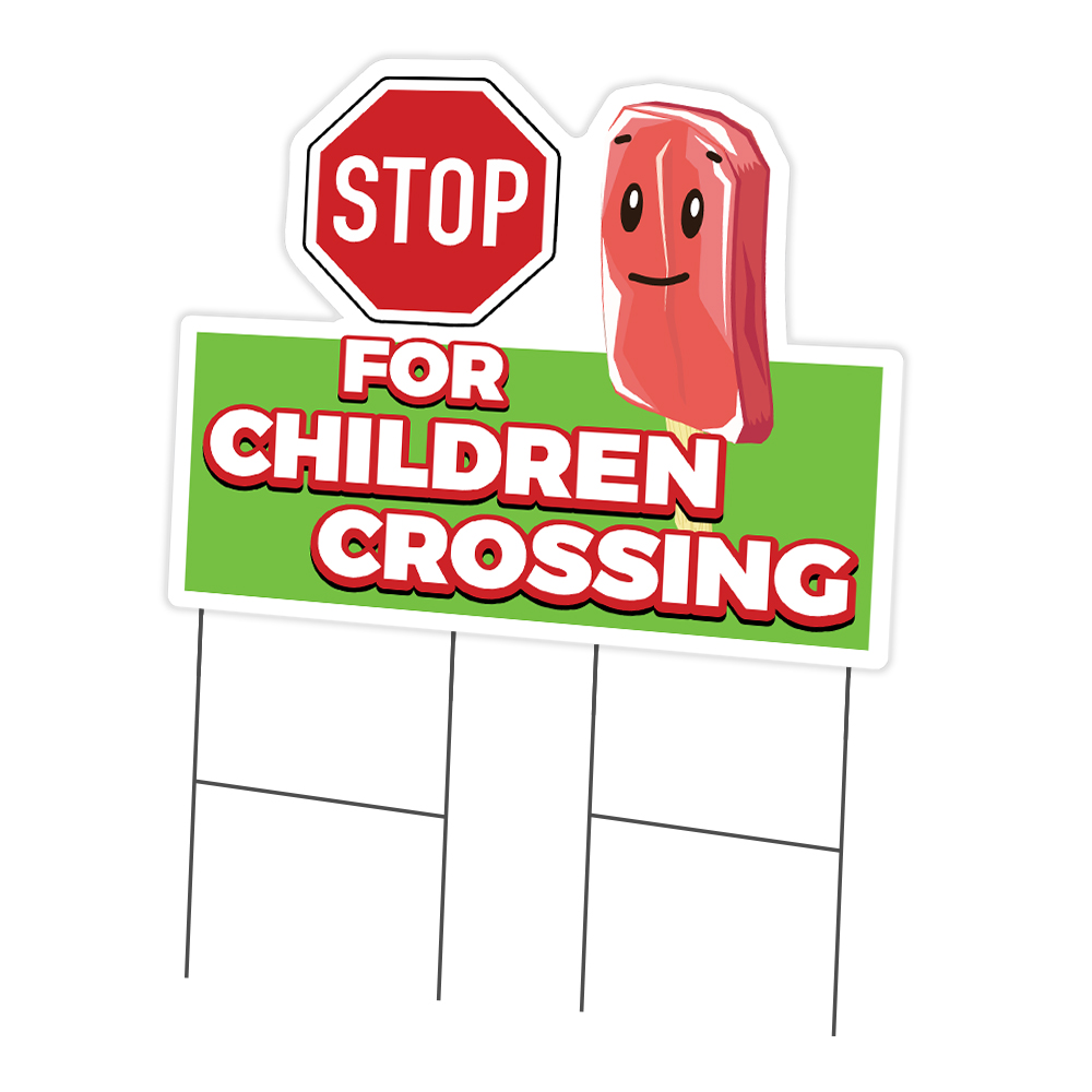 Stop For Children Crossing Die Cut Yard Sign & Stake outdoor plastic coroplast - Picture 7 of 10