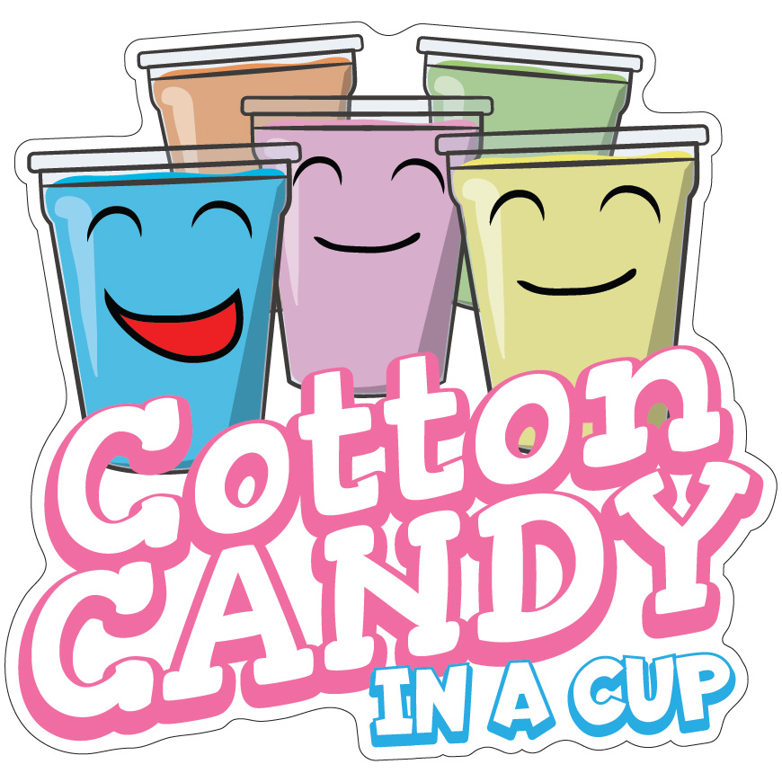 Cotton Candy In A Cup Decal Concession Stand Food Truck Sticker