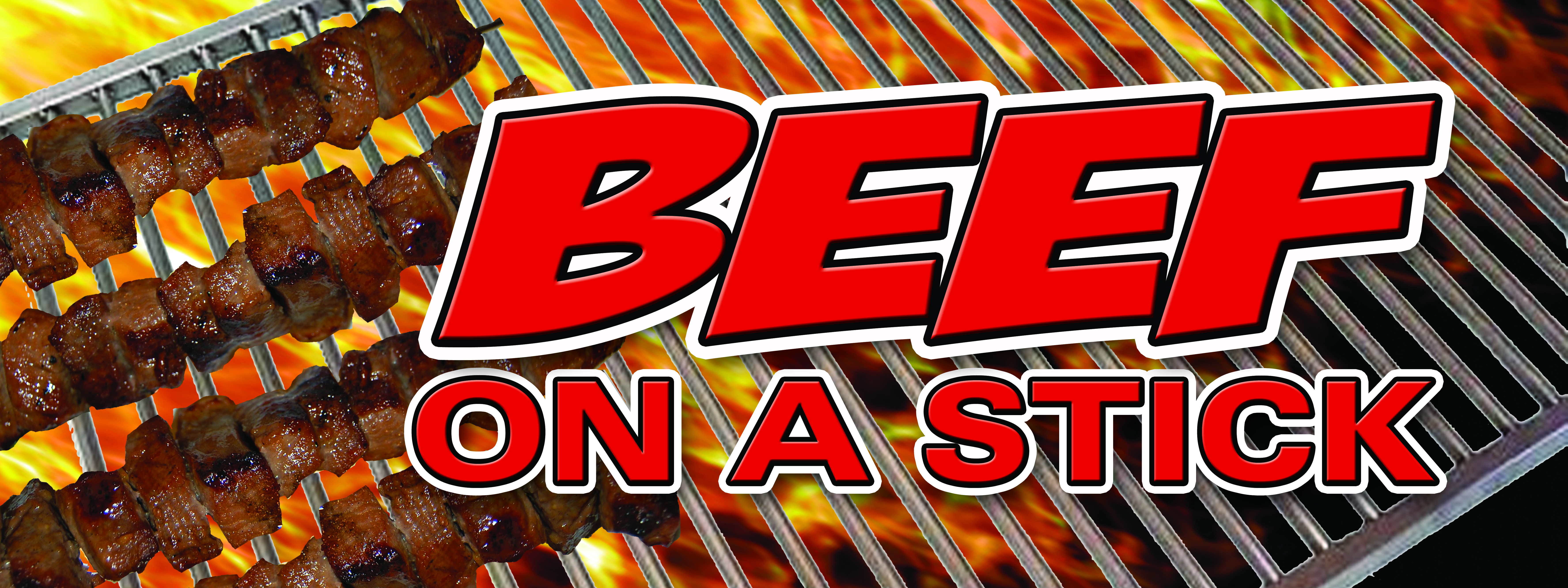 BEEF ON A STICK DECAL sticker food vendor steak grill bbq meat restaurant