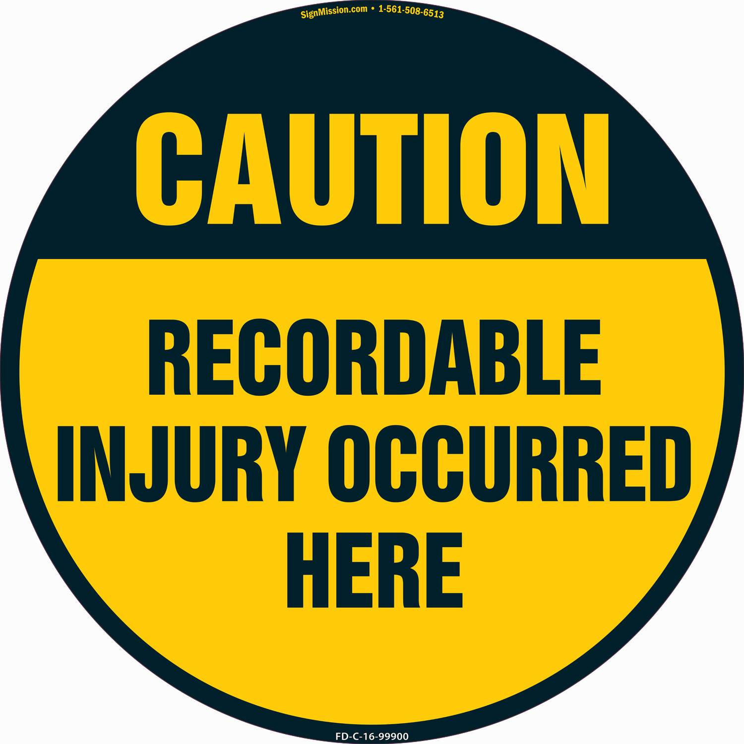 Recordable Injury Occurred Here 16″ Non-Slip Floor Marker |�Made in The USA