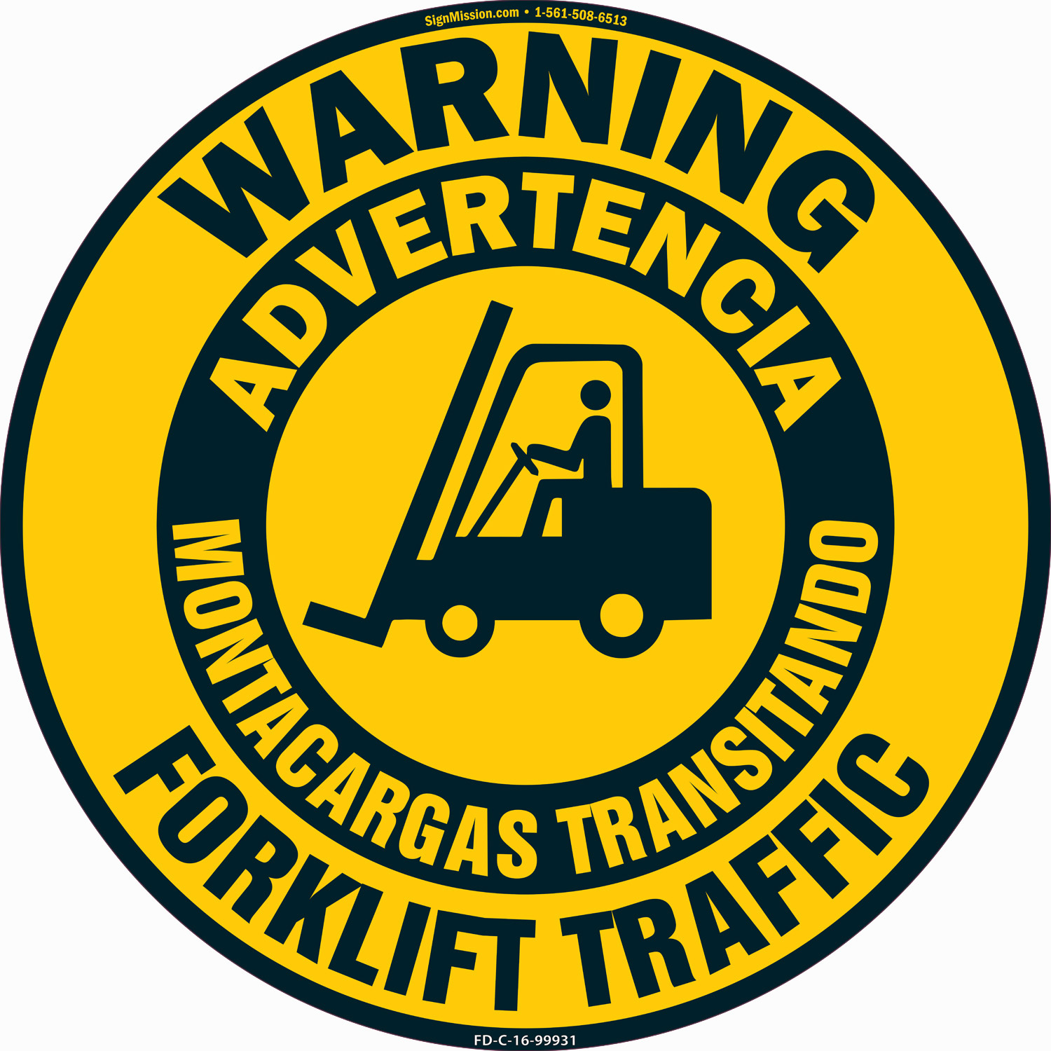 Forklift Traffic Spanish English 16″ Non-Slip Floor Marker |�Made in The USA