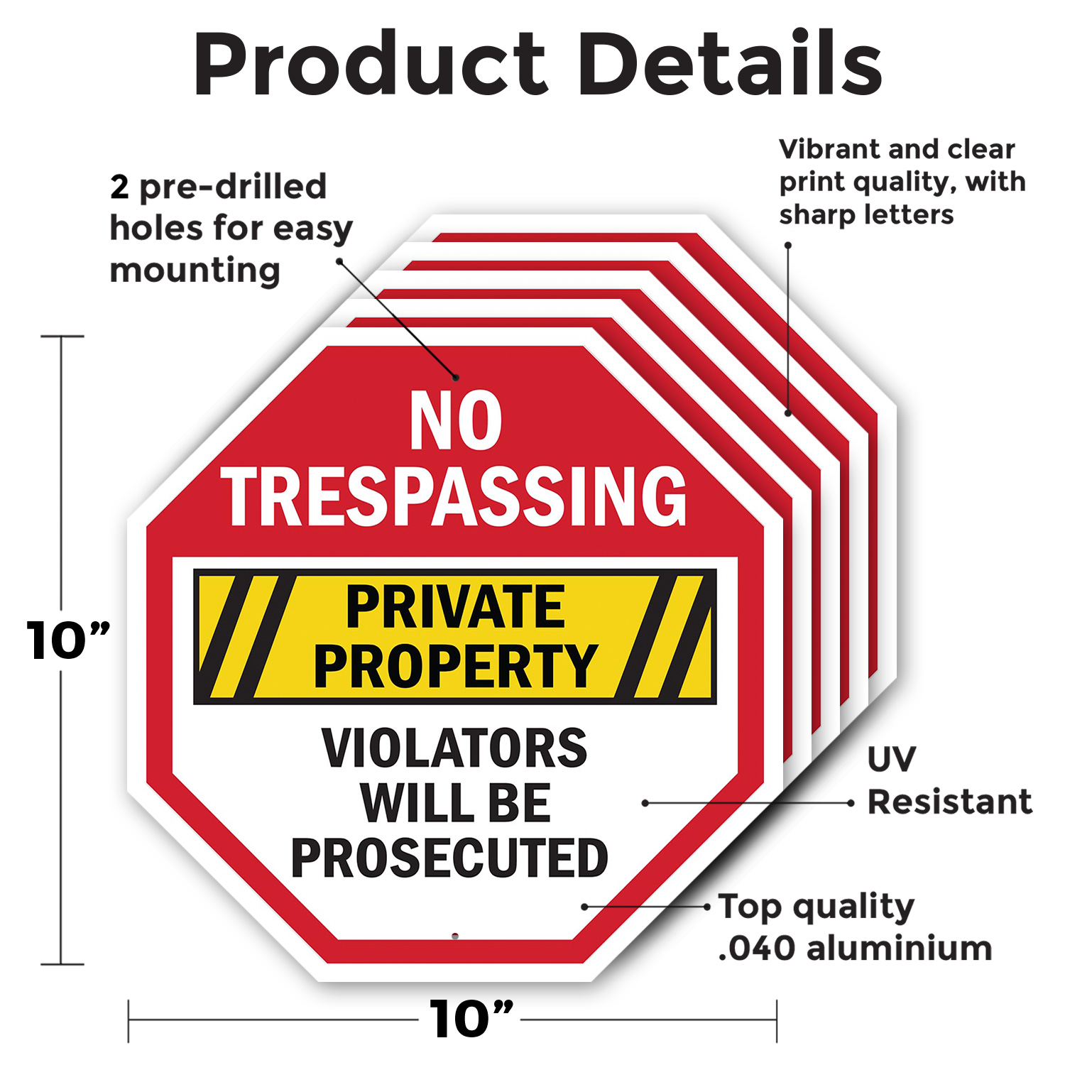Security Alert This Property Unde Octagon Sign Weather Resistant Made in the USA - Picture 16 of 28