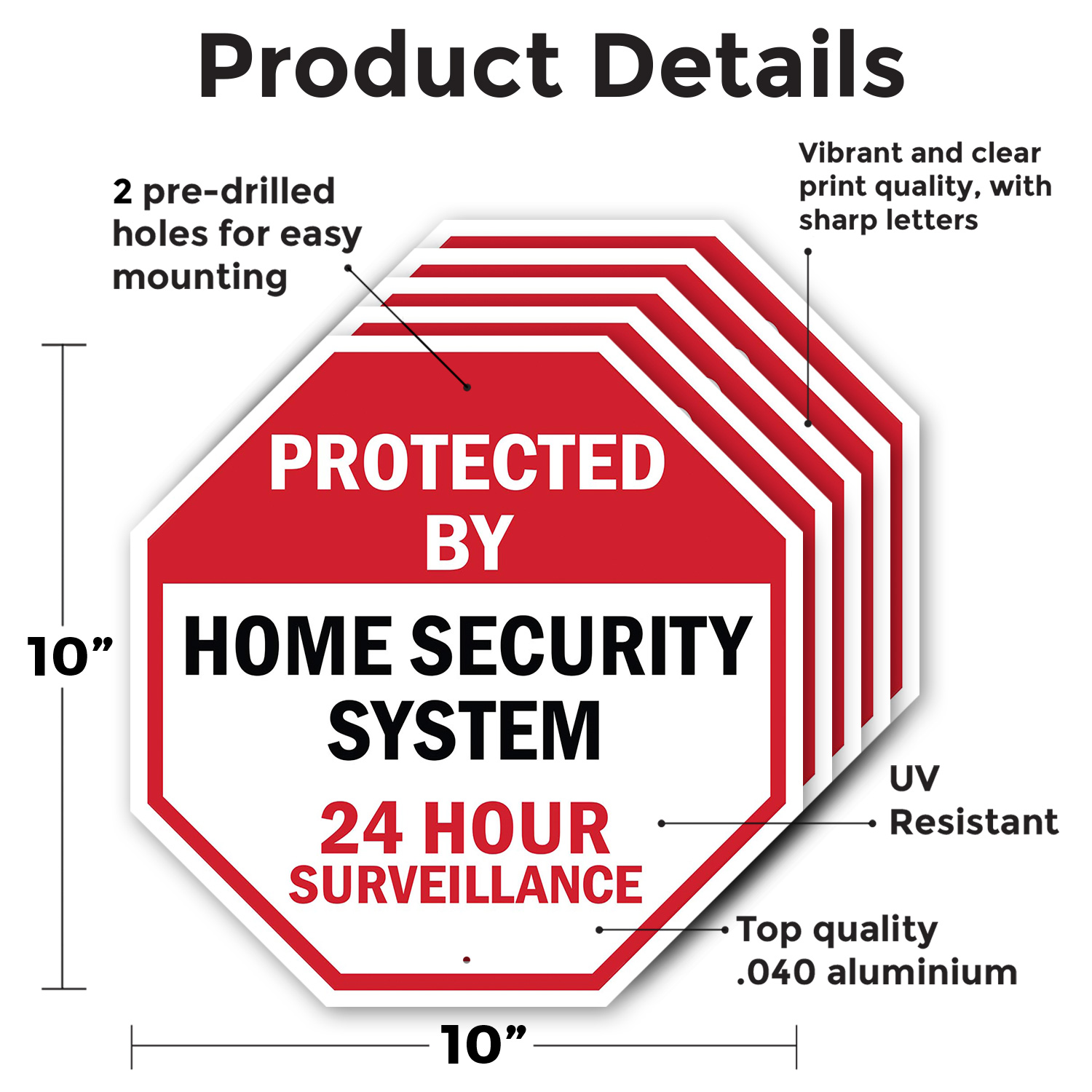 Protected By Home Security System Octagon Sign Weather Resistant Made in the USA - Picture 54 of 64