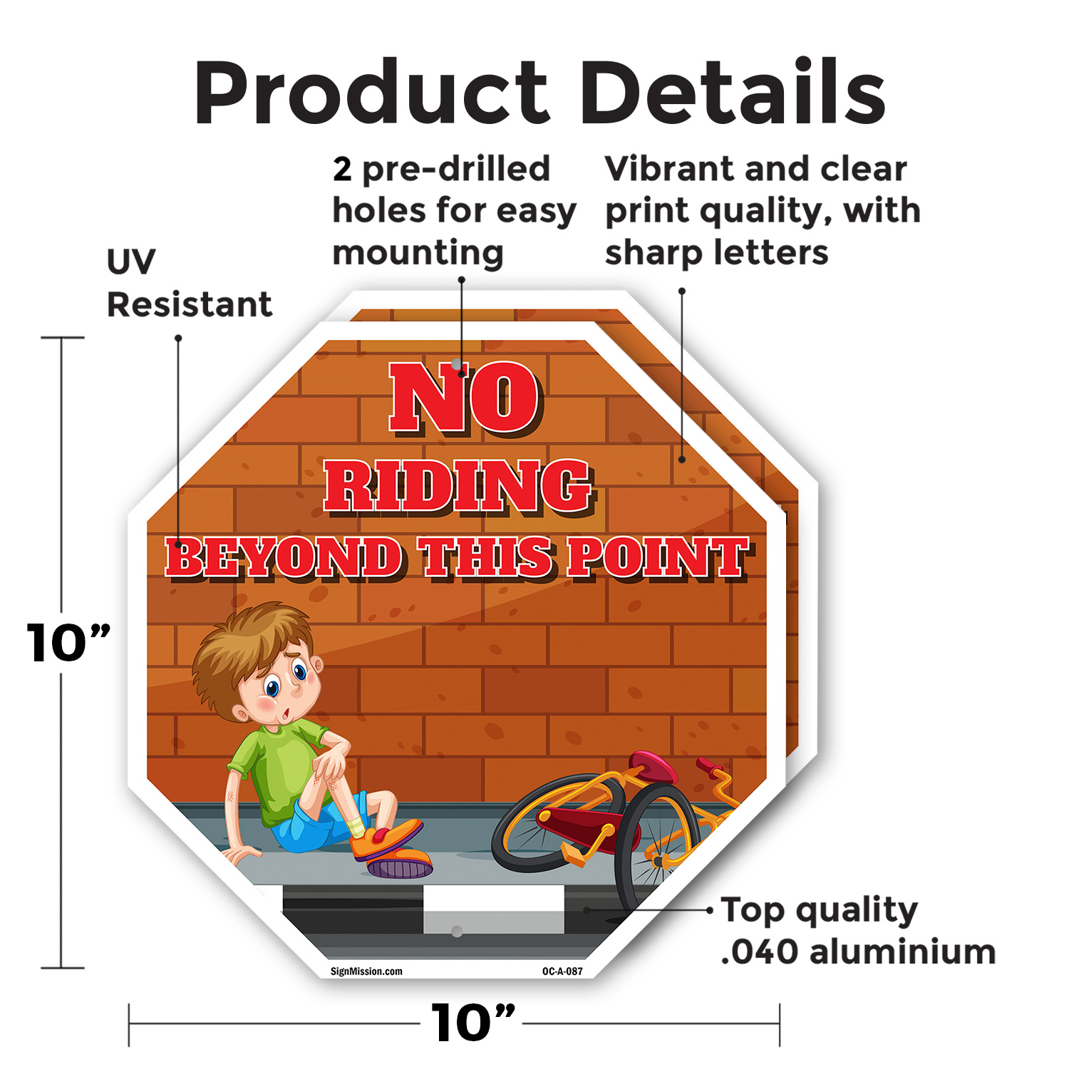 No Riding Beyond This Point Octagon Sign Weather Resistant Made in the USA - Picture 48 of 64