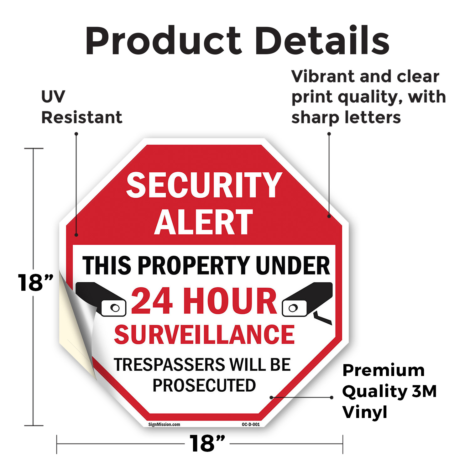 Security Alert This Property Unde Octagon Sign Weather Resistant Made in the USA - Picture 25 of 28