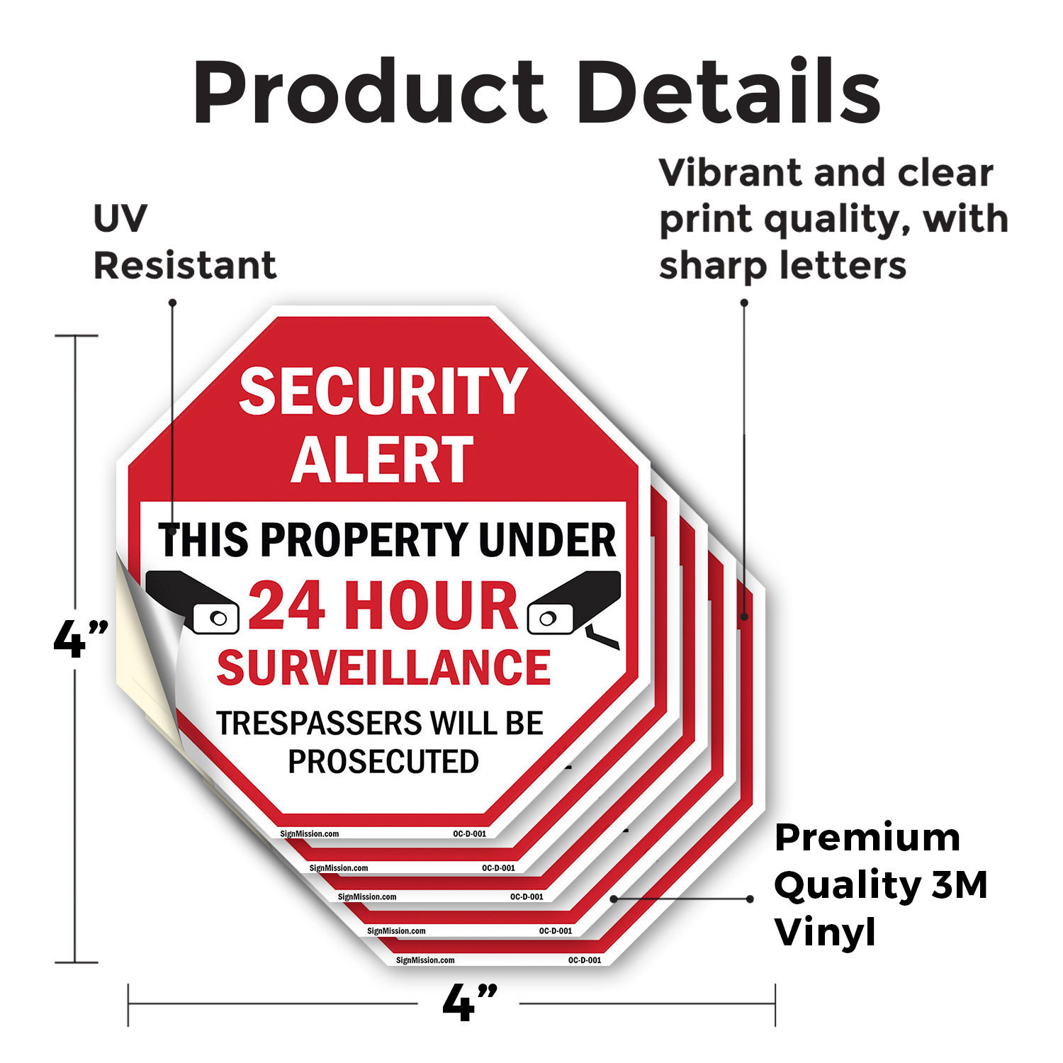 Security Alert This Property Unde Octagon Sign Weather Resistant Made in the USA - Picture 20 of 28